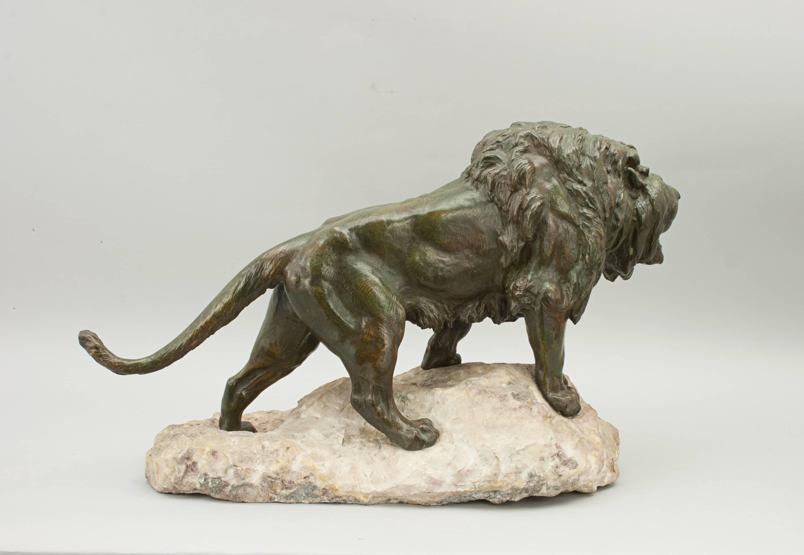 Fin du XIXe siècle Lion en bronze de Lecourtier