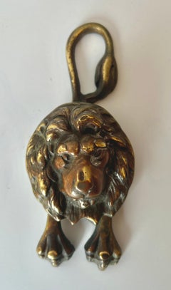 Bronze Lion Door Knocker with Tail and Paw Behind