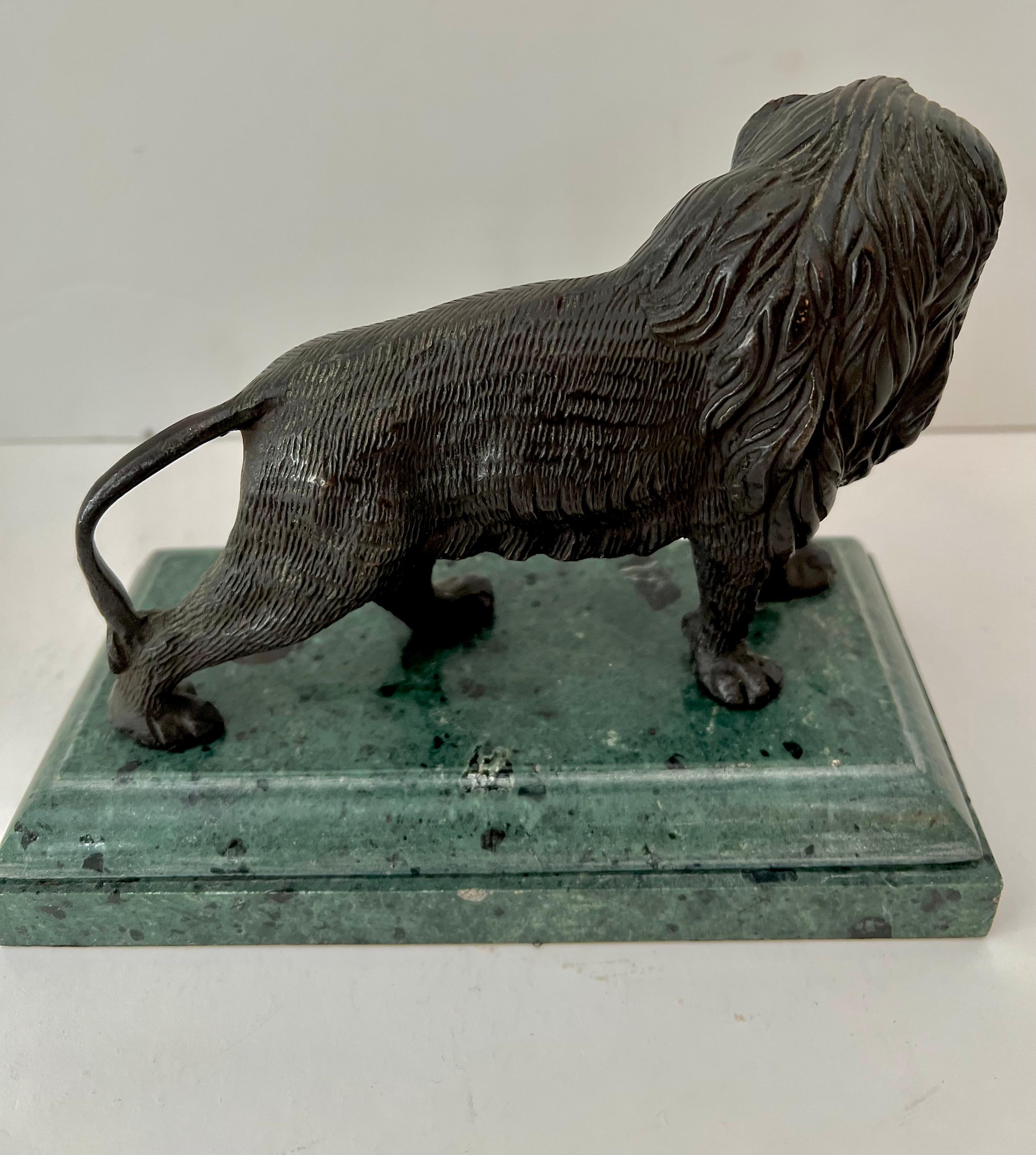20th Century Bronze Lion on Marble Base Bookend Sculpture 