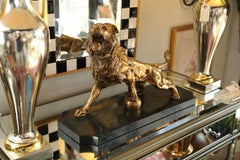 Bronze Lion on Marble Base