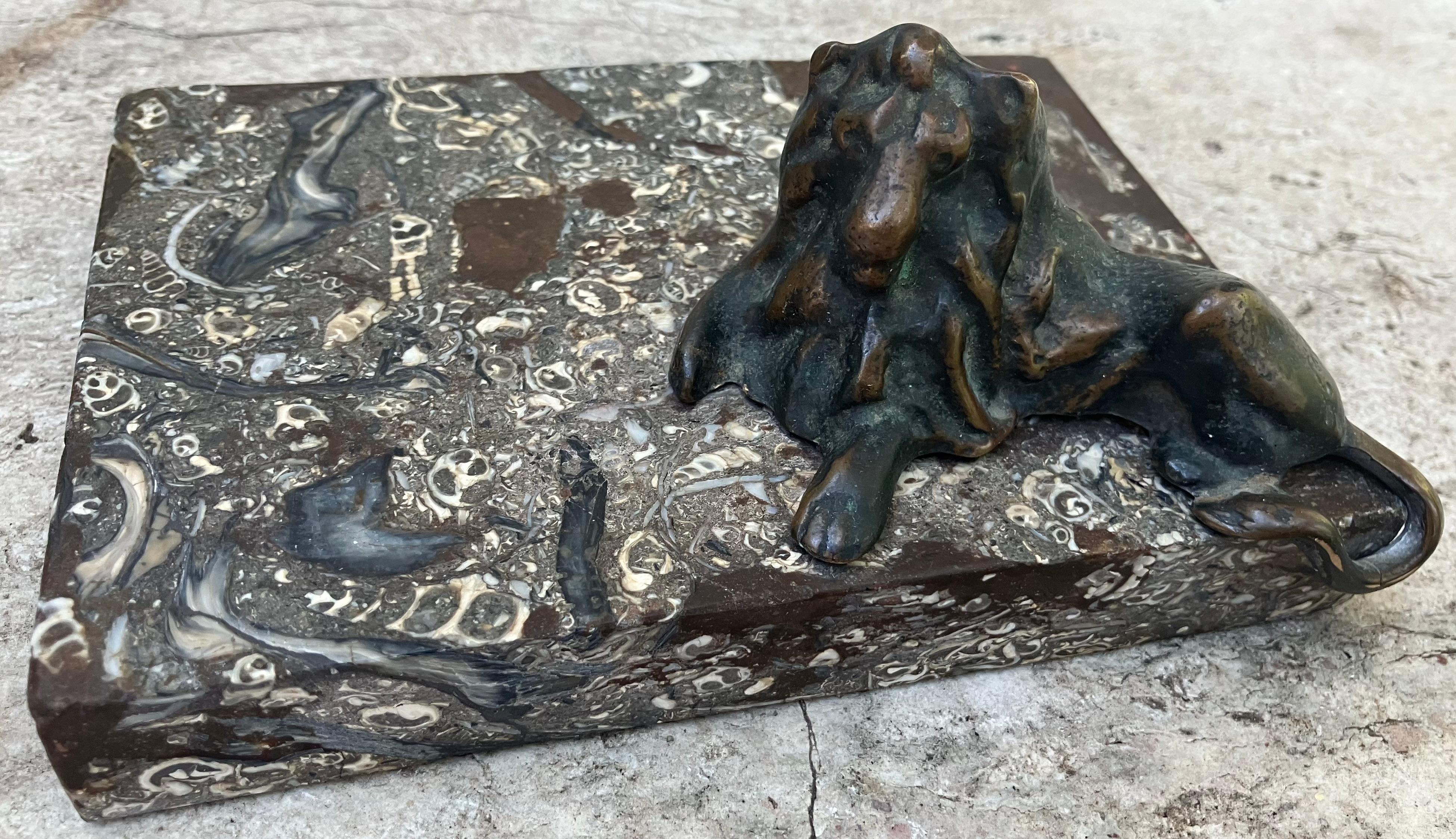 Bronze Lion on Marble Base Sculpture im Angebot 7