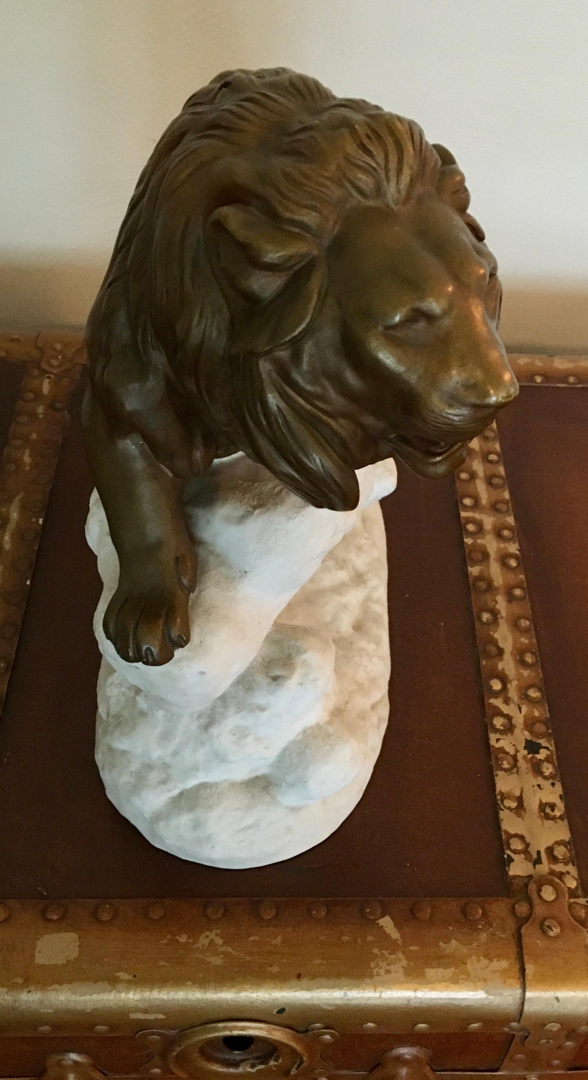 Bronze Lion on White Rock, Clovis Edmond Masson, France  For Sale 5