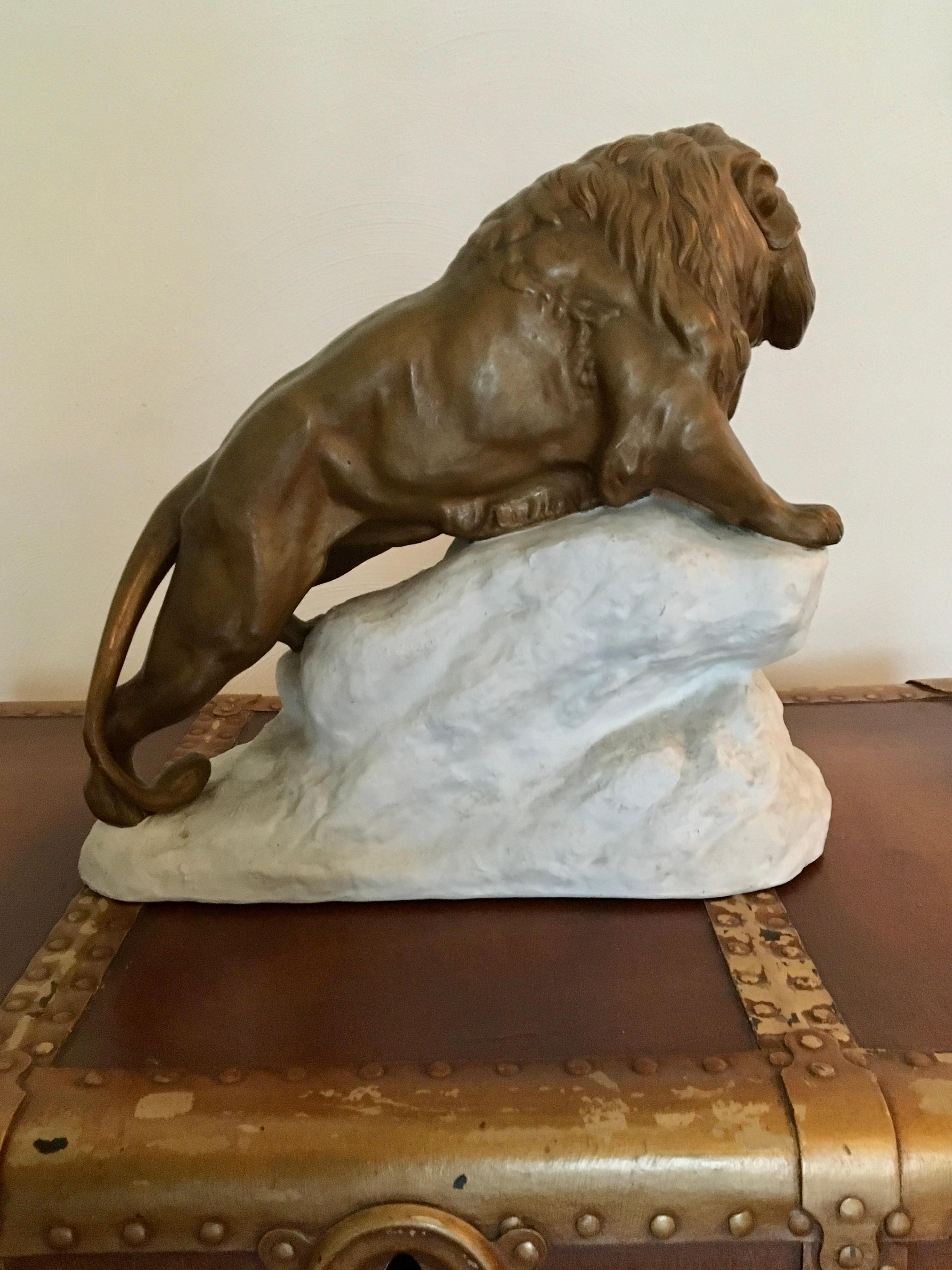 Bronze Lion on White Rock, Clovis Edmond Masson, France  For Sale 6