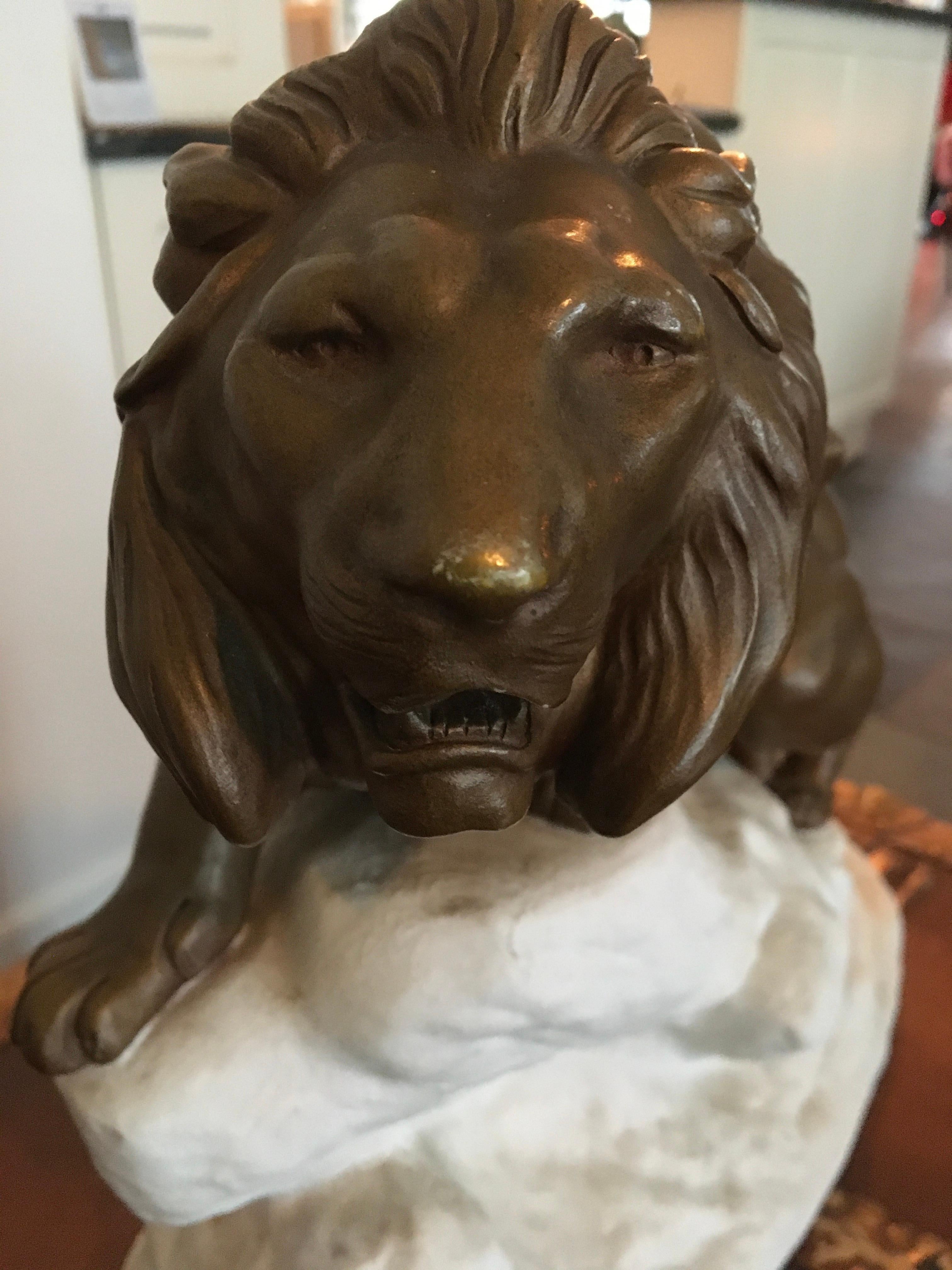 Bronze Lion on White Rock, Clovis Edmond Masson, France  For Sale 10