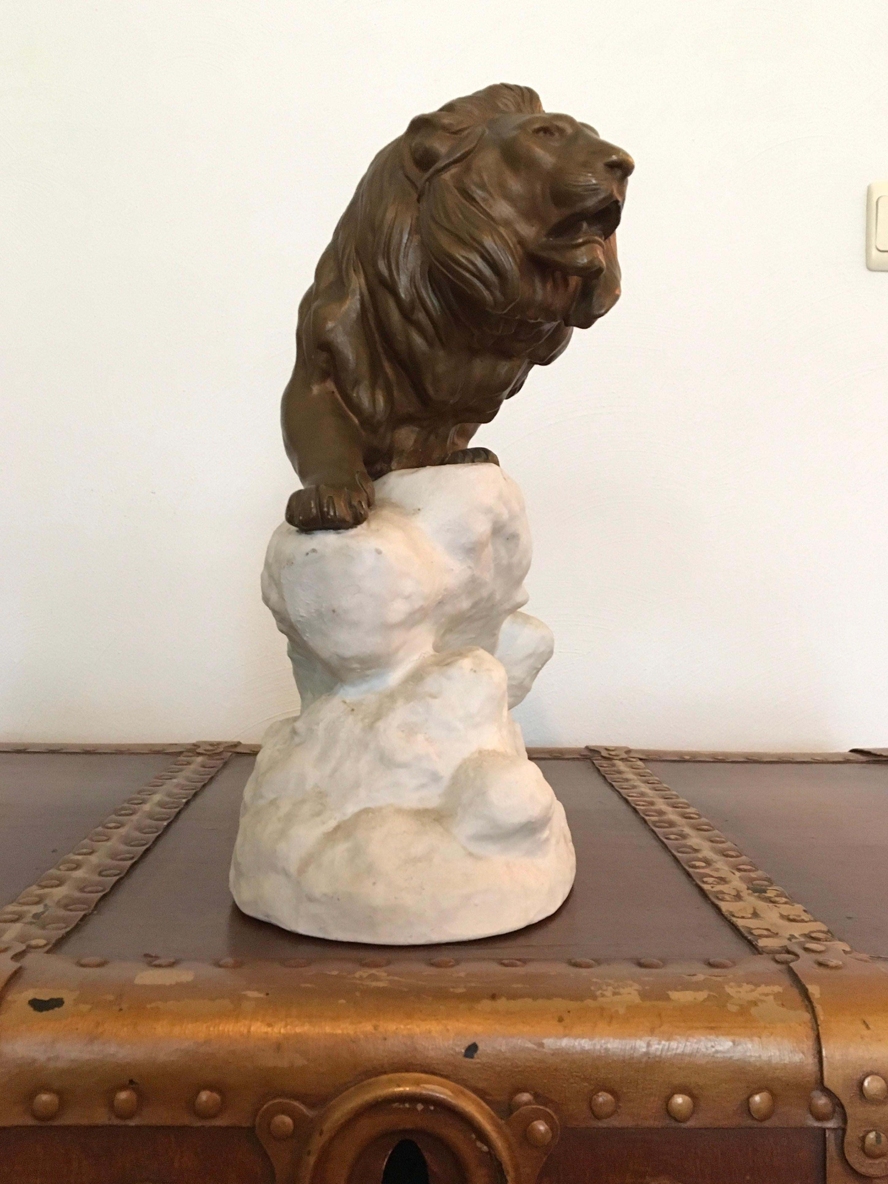 Bronze Lion on White Rock, Clovis Edmond Masson, France  For Sale 3