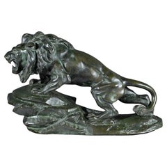 Bronce "León rugiente", firmado Nerin - Principios del siglo XX