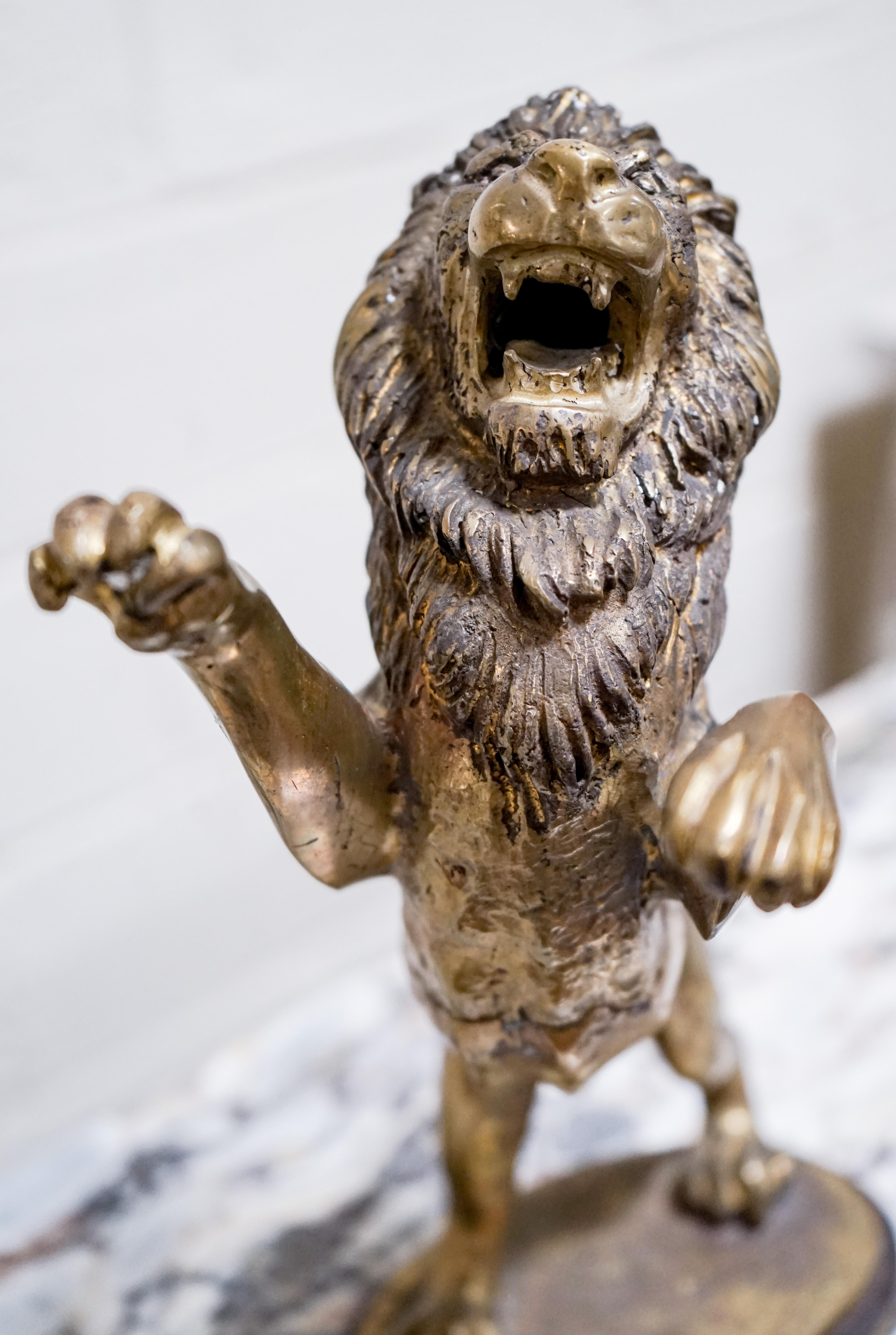 Congolese Bronze Lion Sculpture