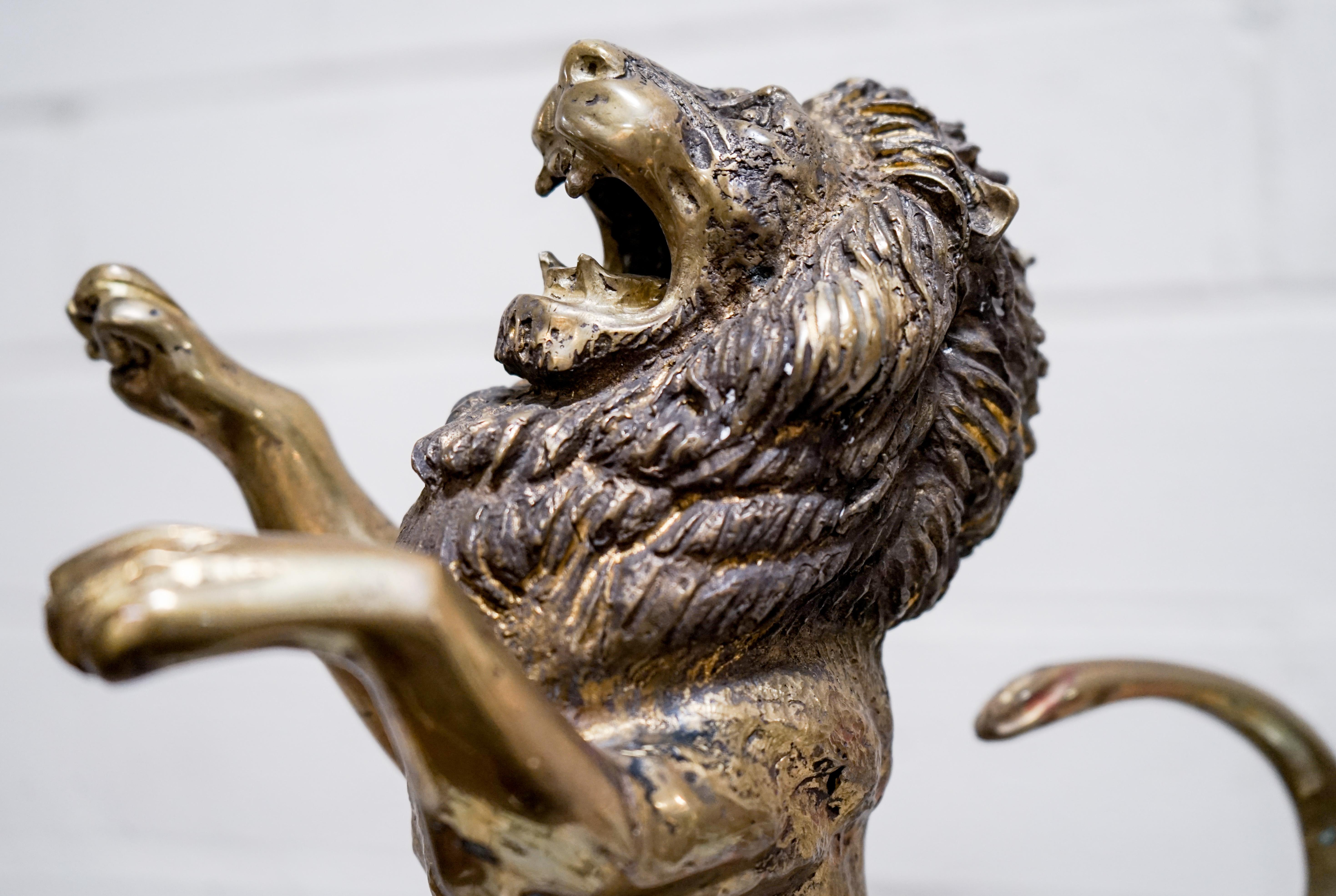Bronze Lion Sculpture In Excellent Condition In Dallas, TX