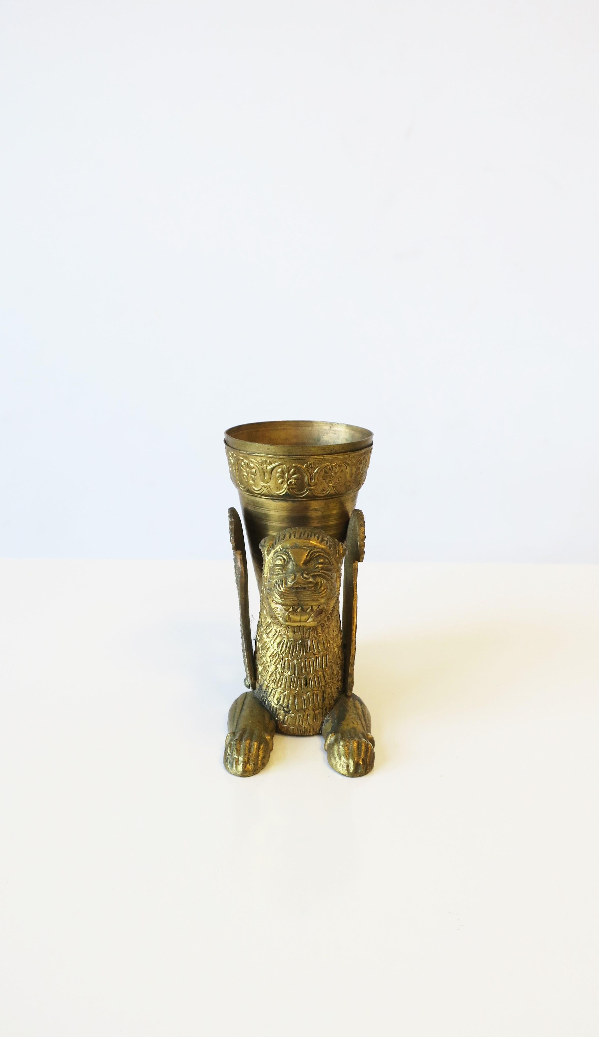 Gilt Bronze Lion Cat Vase in the Egyptian Revival Style For Sale 9