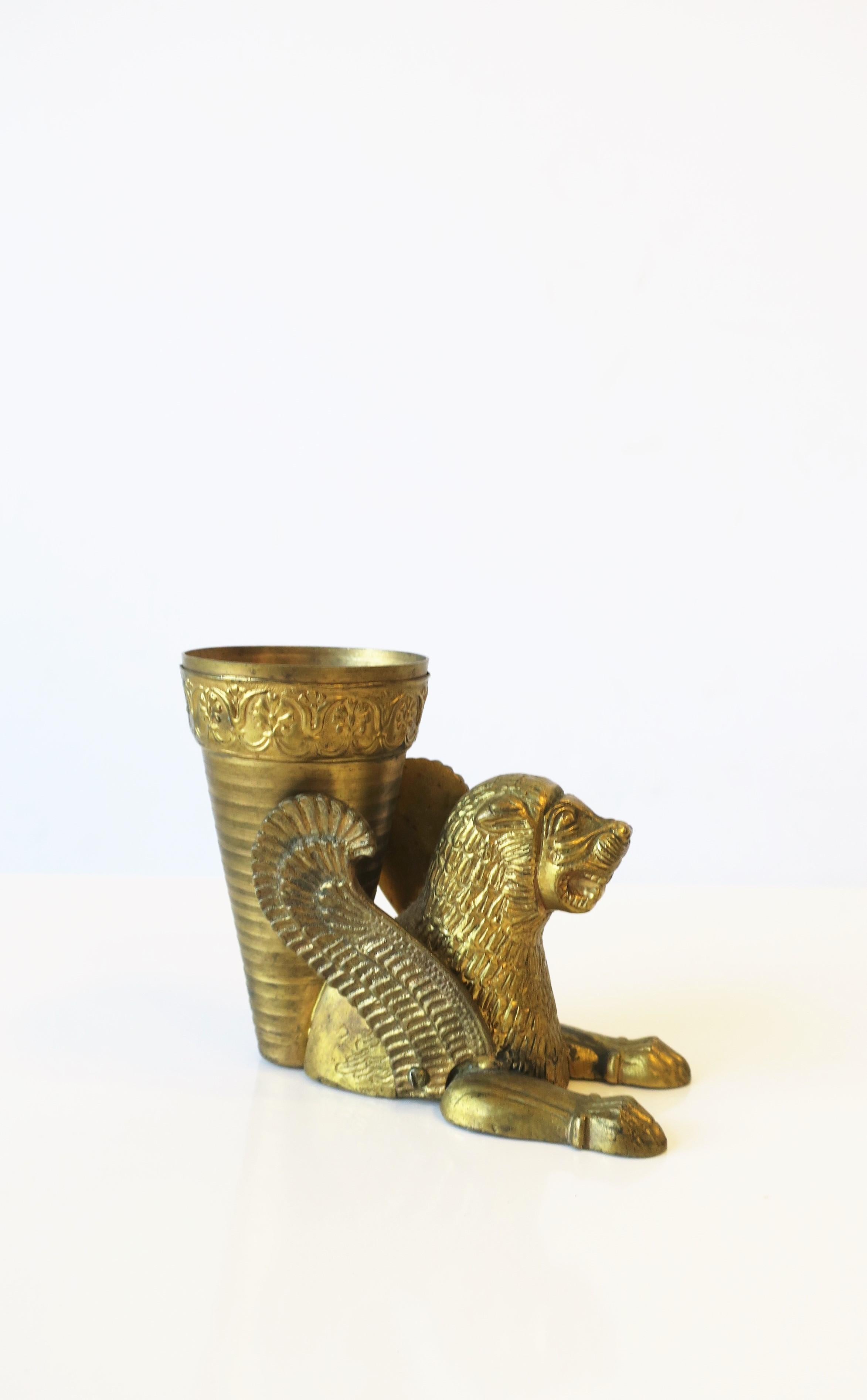 Gilt Bronze Lion Cat Vase in the Egyptian Revival Style For Sale 10