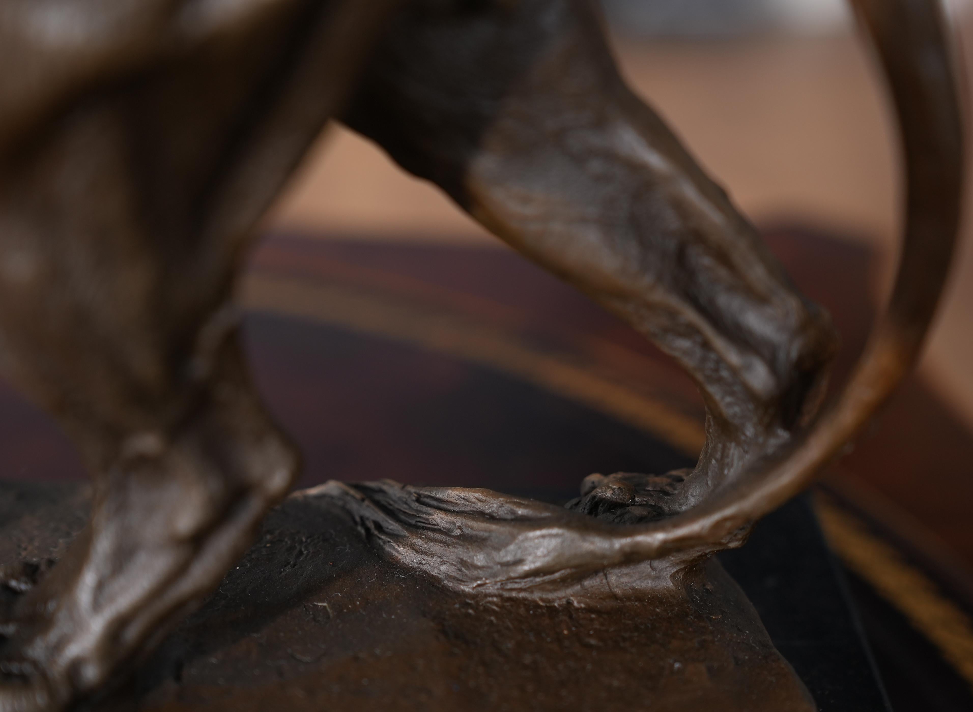 Bronzelöwe mit Marmorsockel im Angebot 1