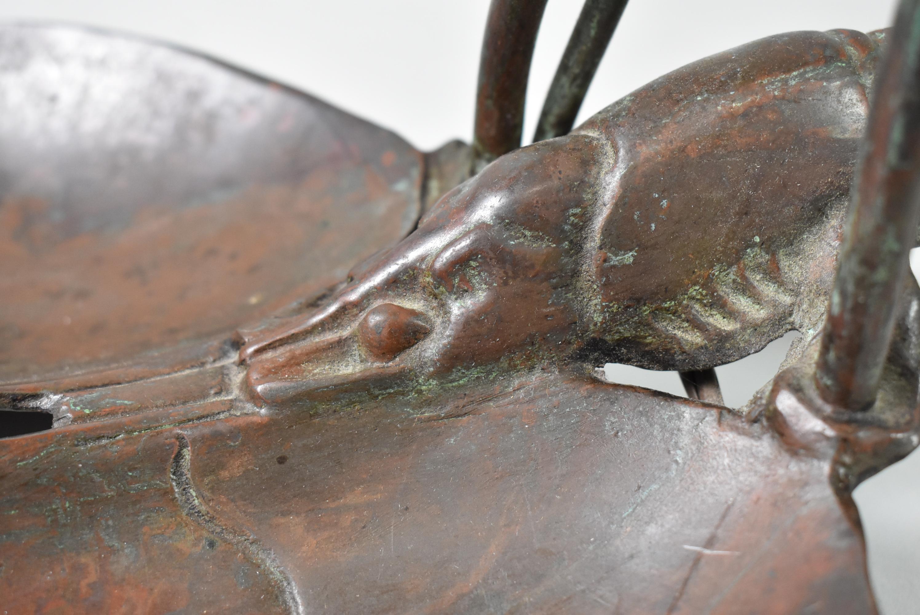 Bronze Lobster Lamp with Art Glass Shades 4