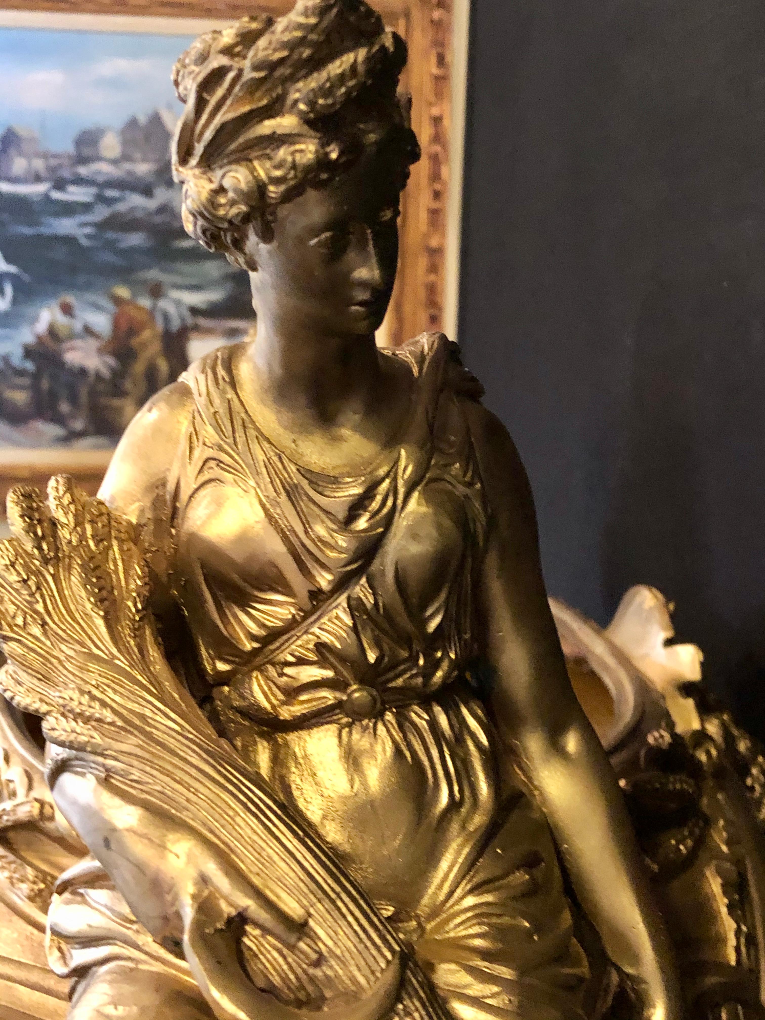 Bronze Louis XV Style Centerpiece or Jardinière, Seated with Flaking Maidens 3