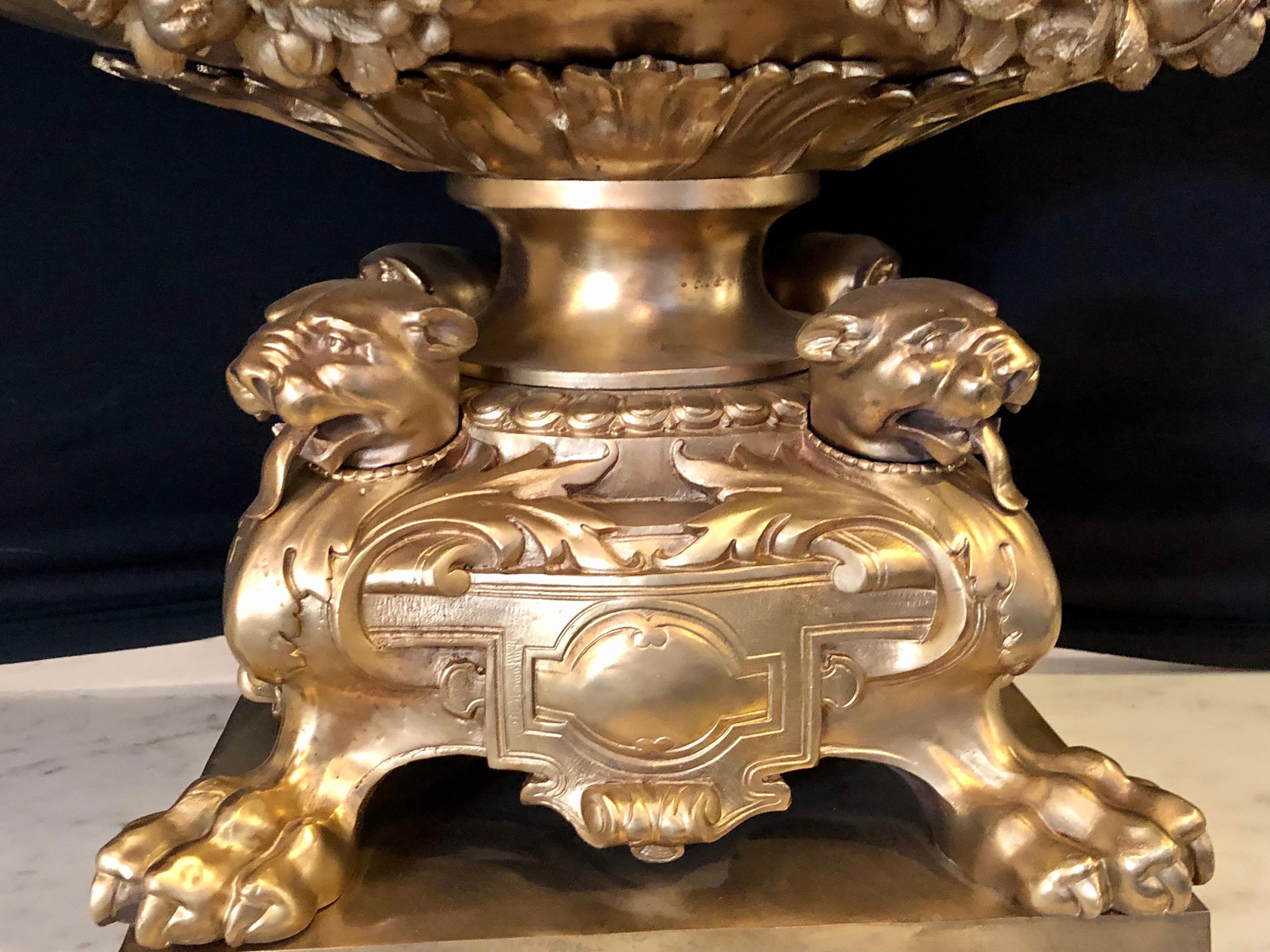 Bronze Louis XV Style Centerpiece or Jardinière, Seated with Flaking Maidens 5