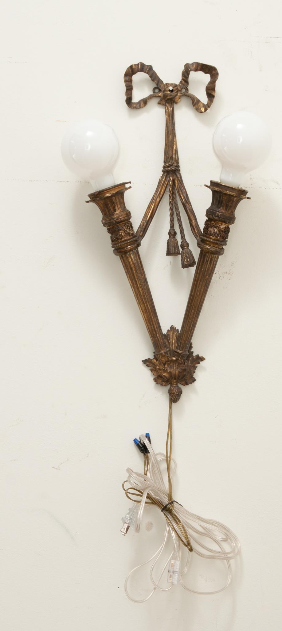 French Bronze Louis XVI Style Single Sconce For Sale
