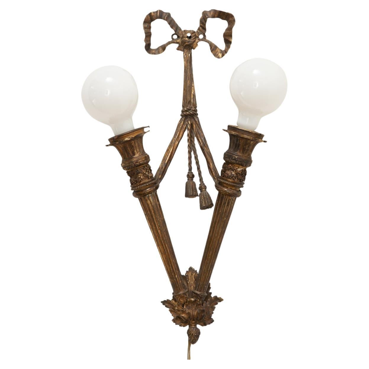 Bronze Louis XVI Style Single Sconce For Sale