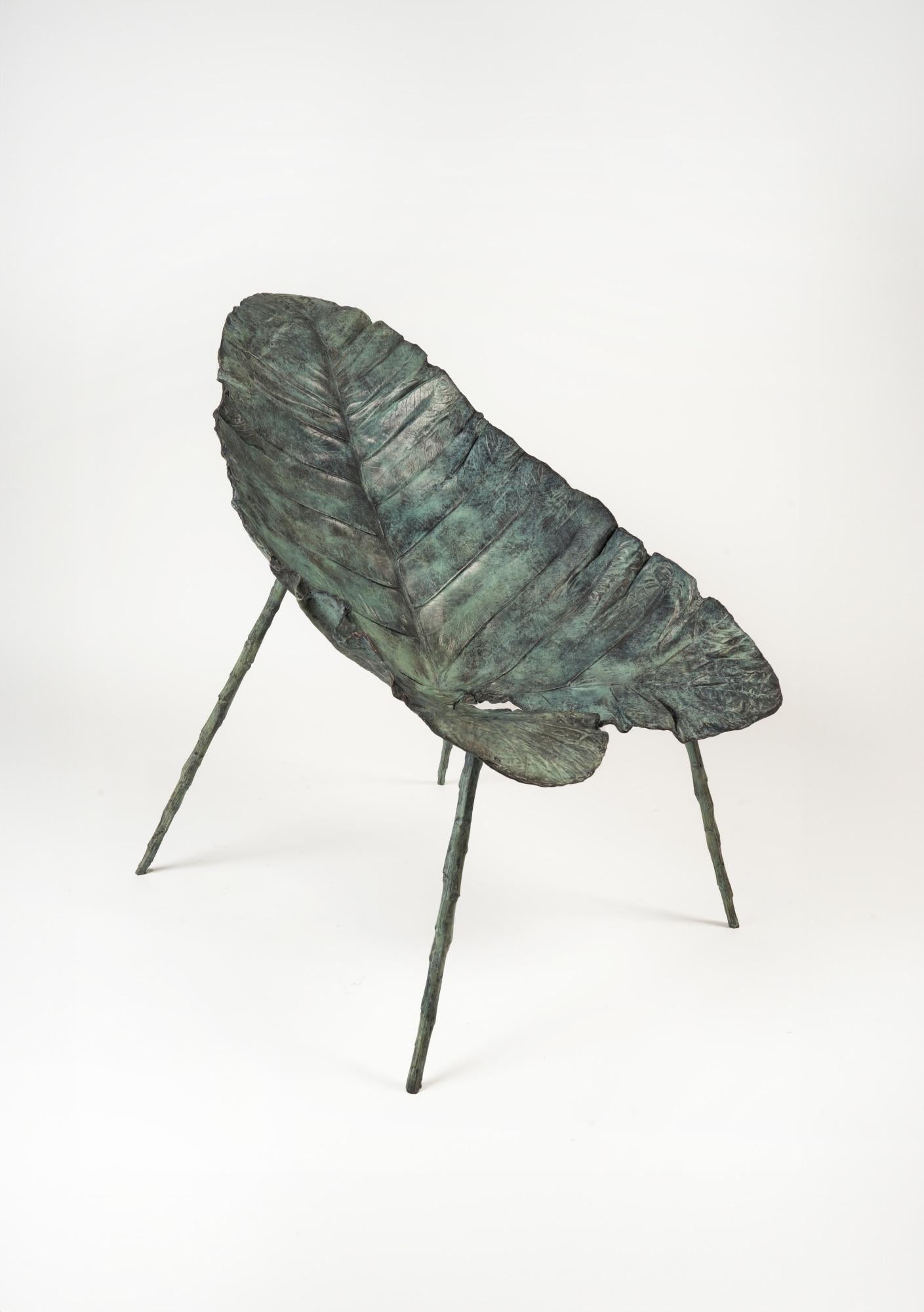 Lounge Chair by Clotilde Ancarani 
Material: Bronze, green patina
Dimensions: H 98 x 66 x 94 cm
Type: Signed, and numbered 
Year: 2021
Lead time: Available

With a keen eye for capturing the essence of life, the artist dedicates her time to