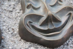Bronze Low-Relief Clown Masks Italian Design Signed BRONZARTE, 1960s