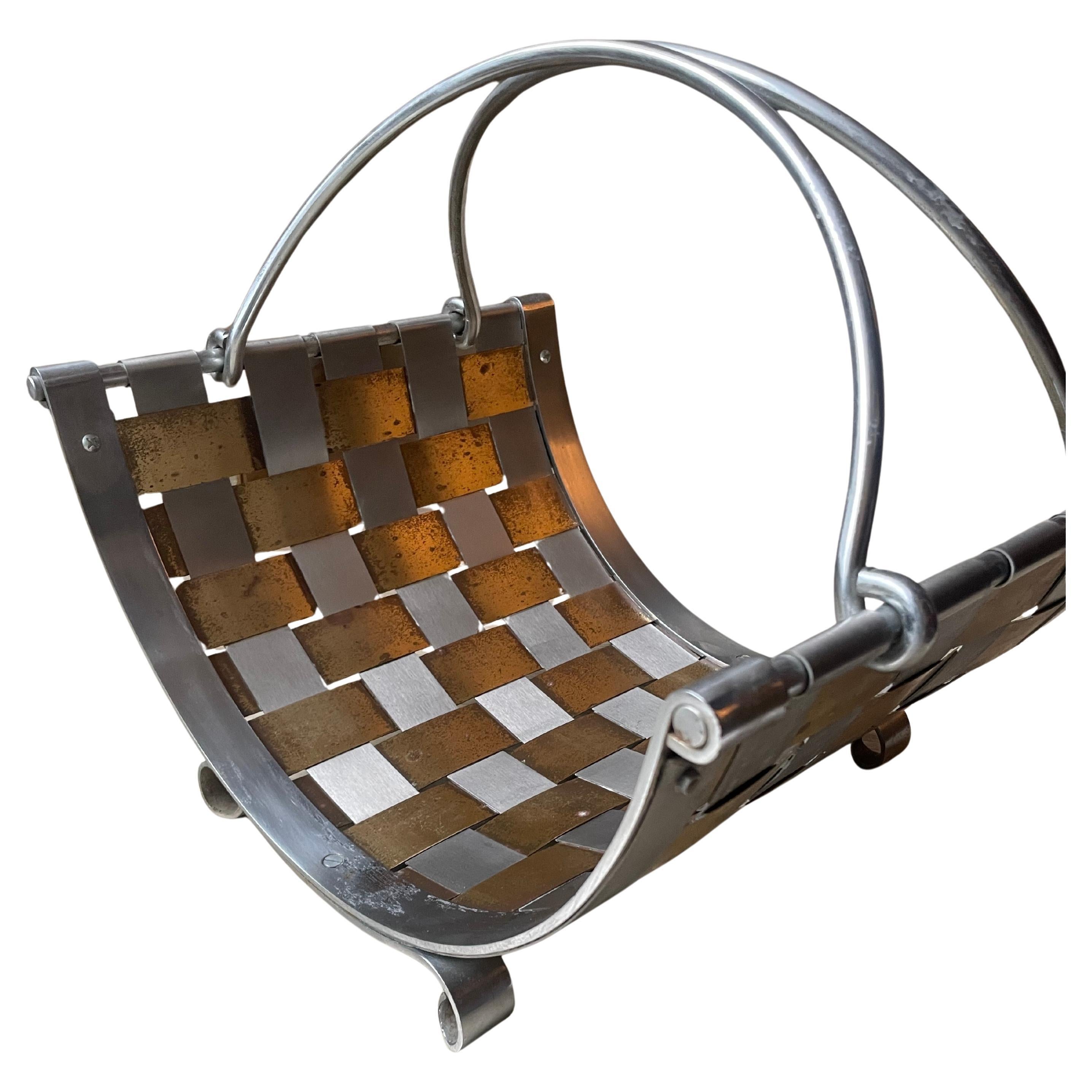 Bronze Magazine Rack or Log Holder by Michel Pignières France 1070.
