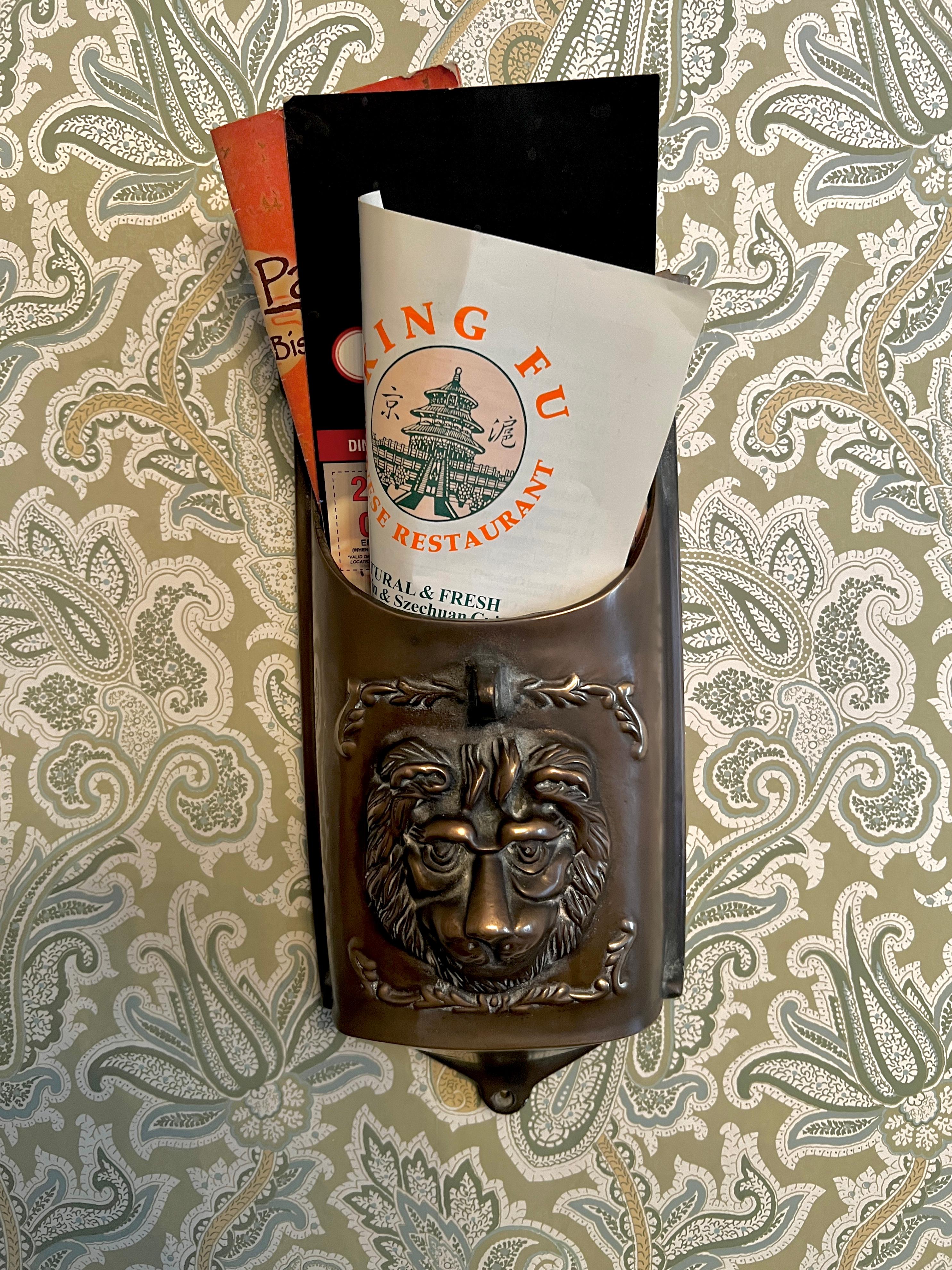 Bronze Mailbox with Lions Face For Sale 5