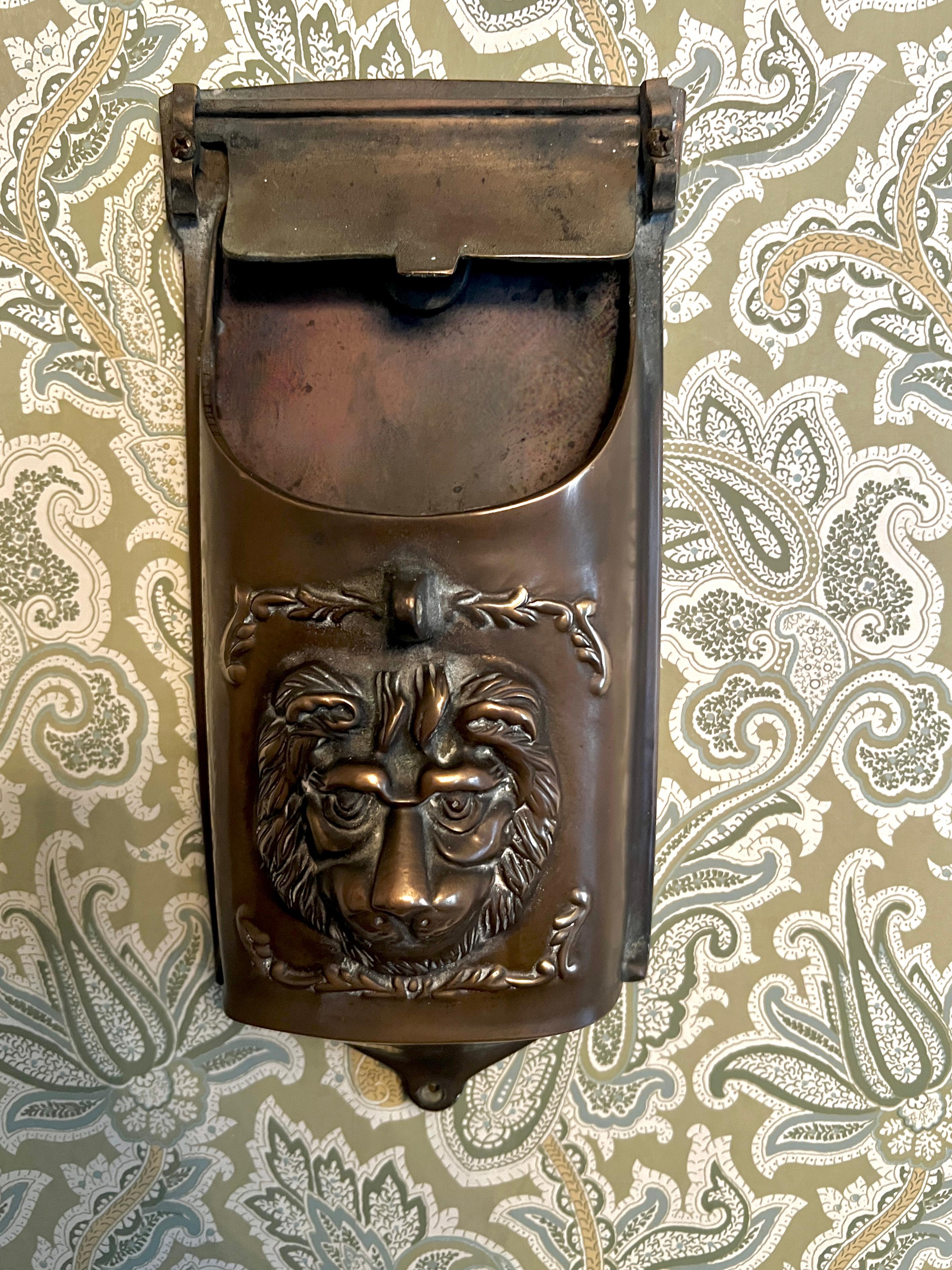 Bronze Mailbox with Lions Face For Sale 2