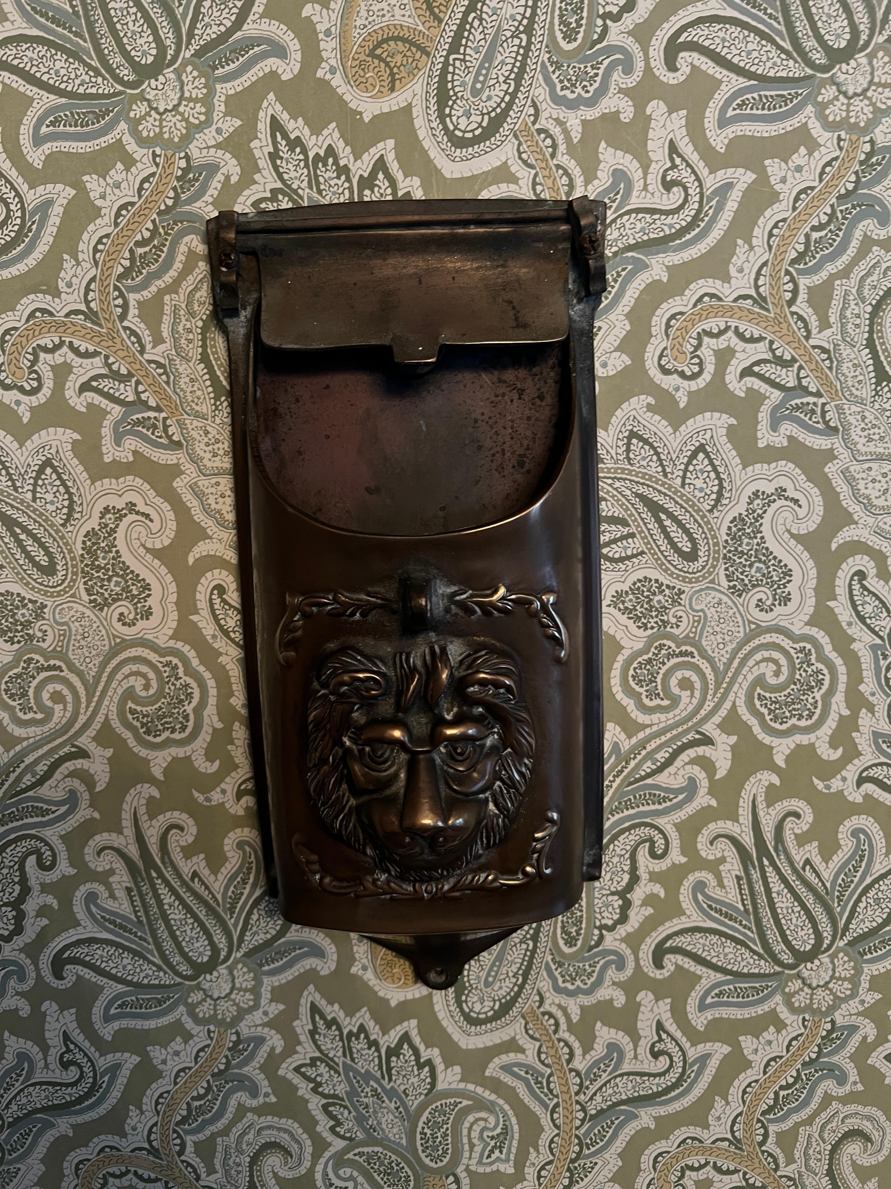 Bronze Mailbox with Lions Face For Sale 4