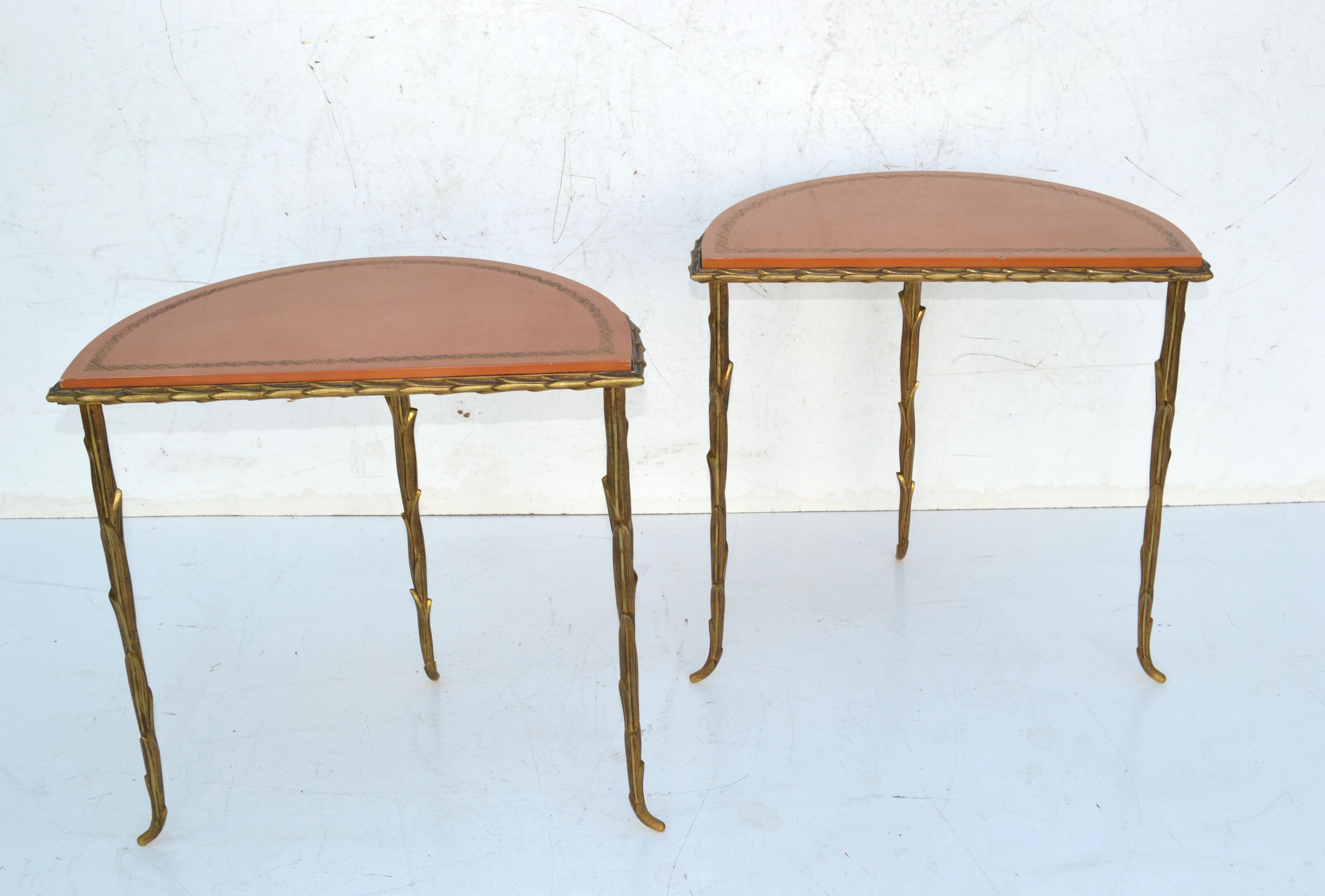 Bronze Maison Baguès Neoclassical Semi Circle Top Side Table, Pair 8