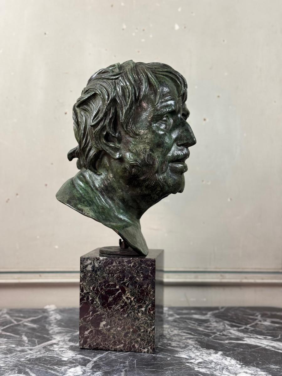 Busto maschile in bronzo, 'pseudo Seneque' Patina verde Da Antico, XIX secolo in vendita 5