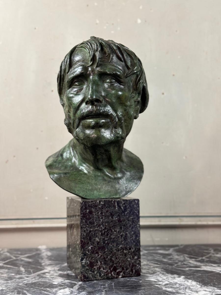 Busto maschile in bronzo, 'pseudo Seneque' Patina verde Da Antico, XIX secolo in vendita 6