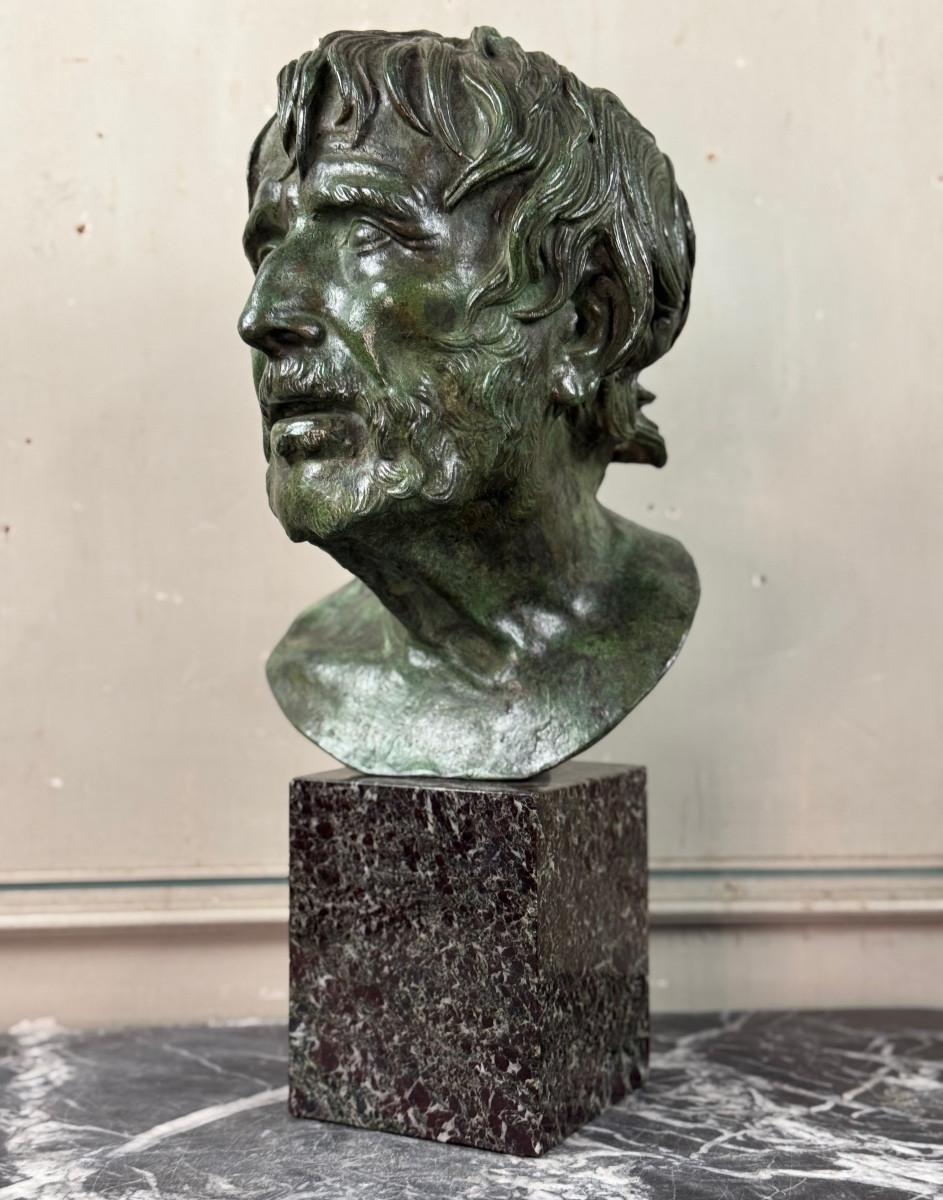 Busto maschile in bronzo, 'pseudo Seneque' Patina verde Da Antico, XIX secolo in vendita 8