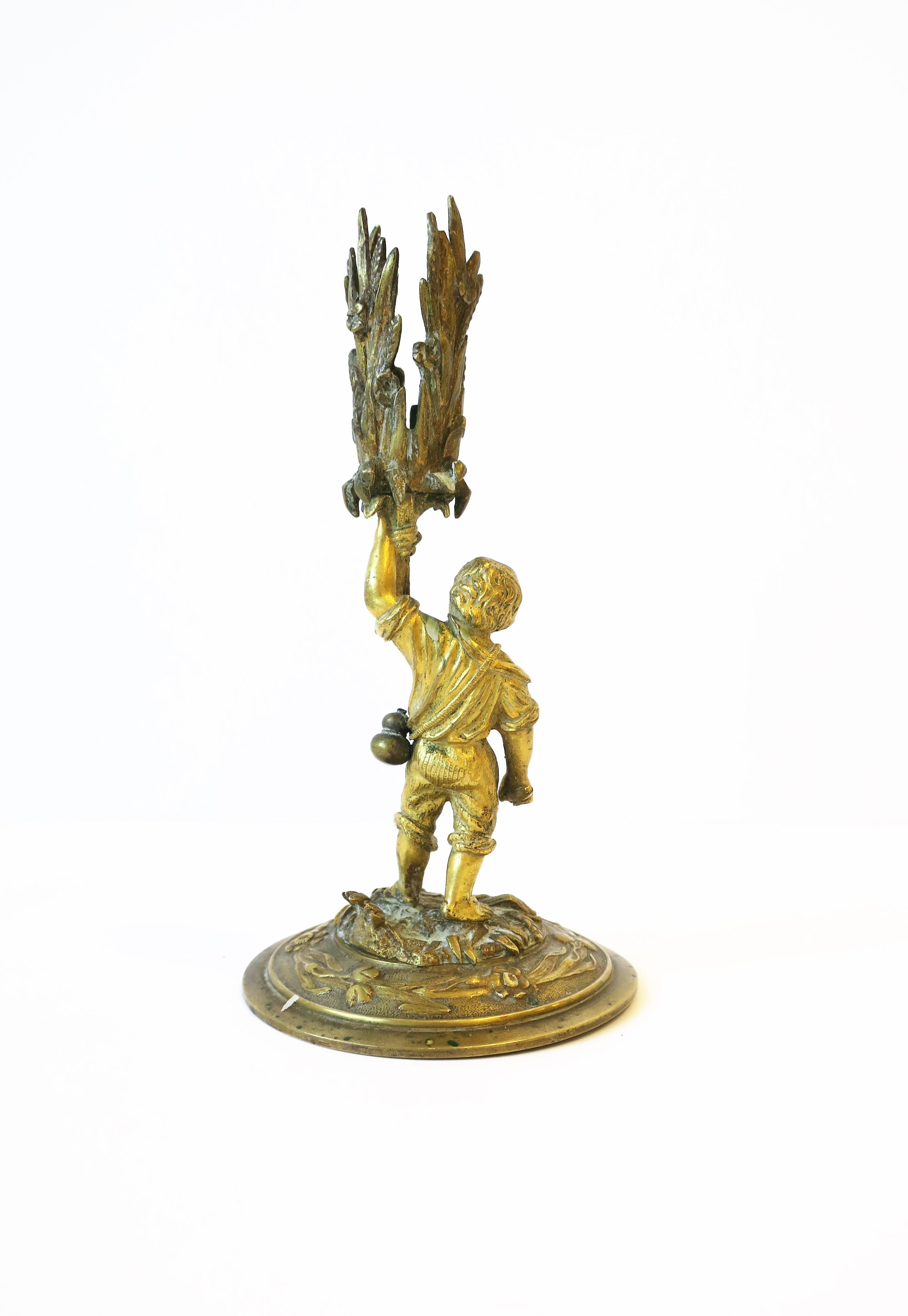 Bronze Male Sculptures Figurative Candlestick Holders, Pair, 19th Century 7