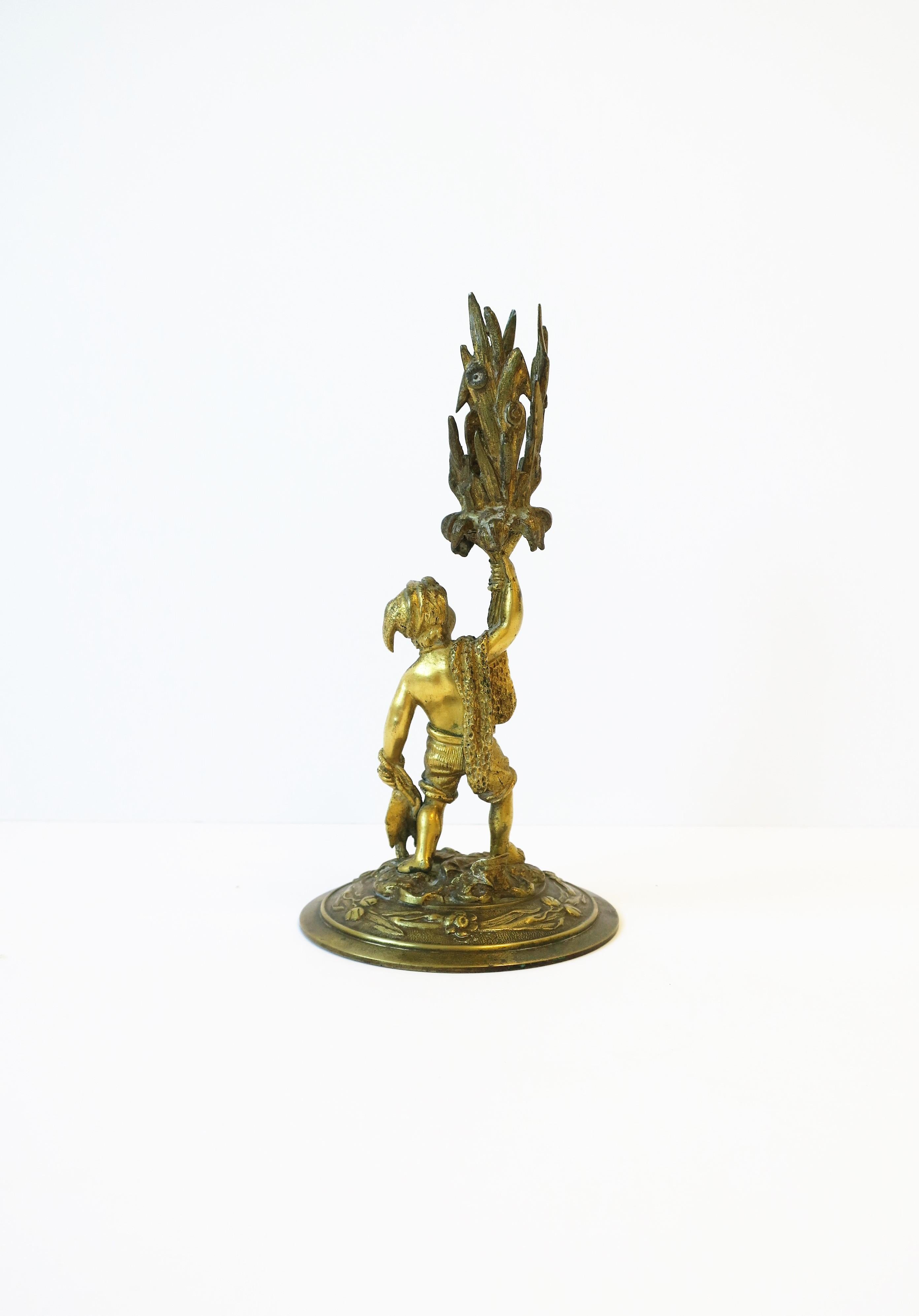 Bronze Male Sculptures Figurative Candlestick Holders, Pair, 19th Century 8