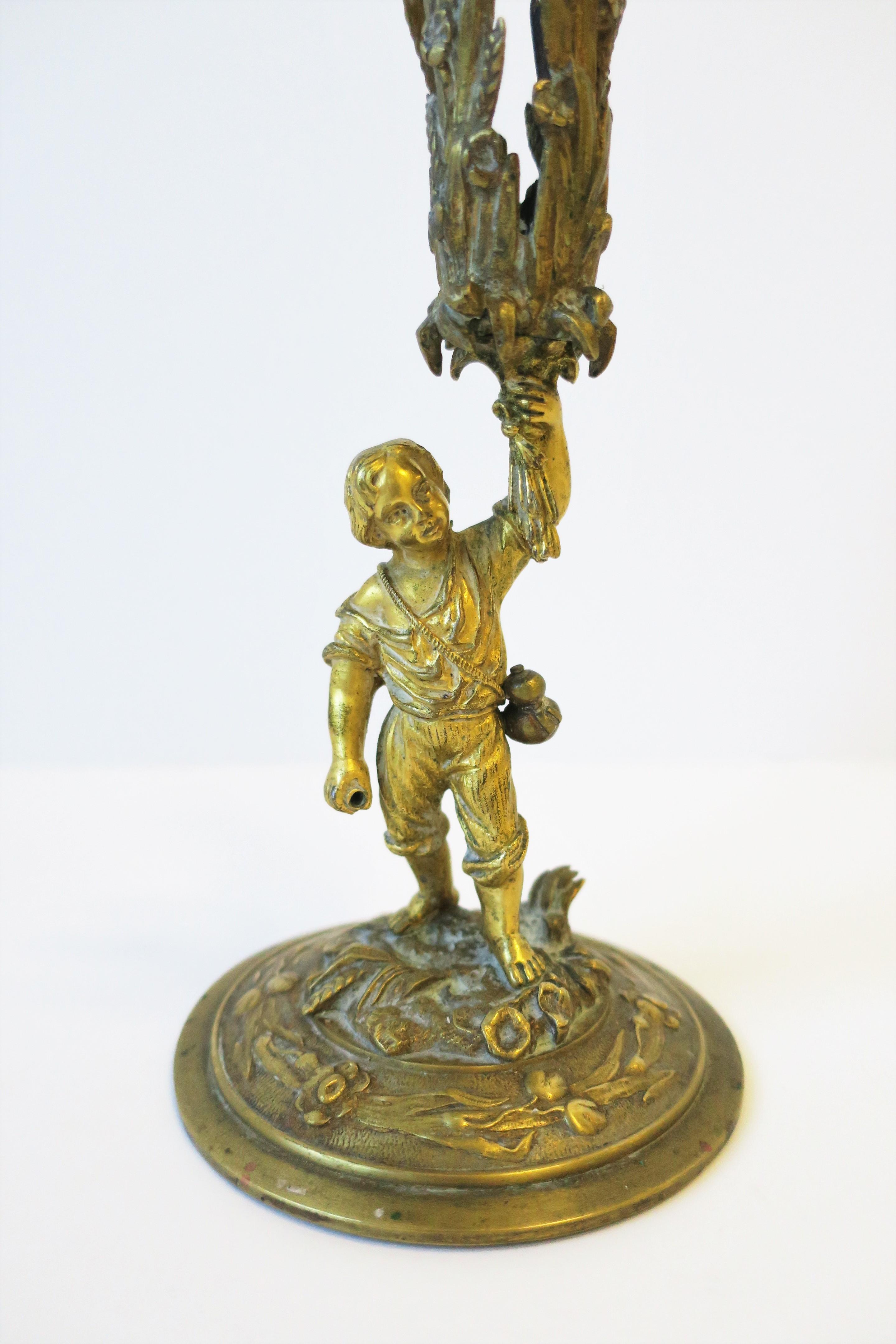 Bronze Male Sculptures Figurative Candlestick Holders, Pair, 19th Century 9