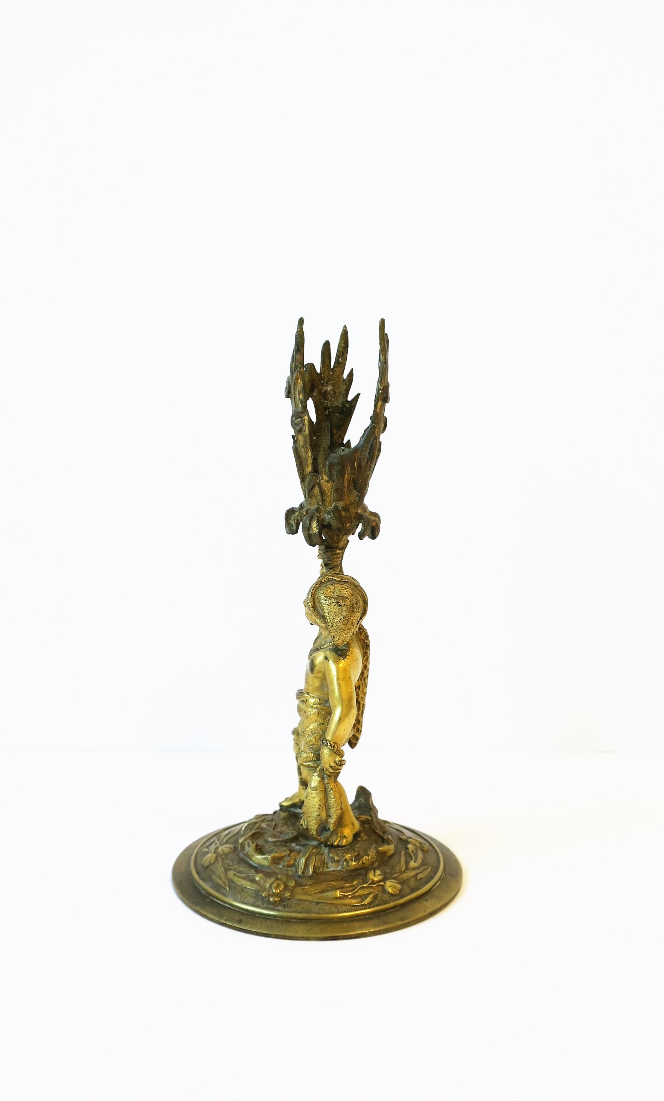 Bronze Male Sculptures Figurative Candlestick Holders, Pair, 19th Century 12