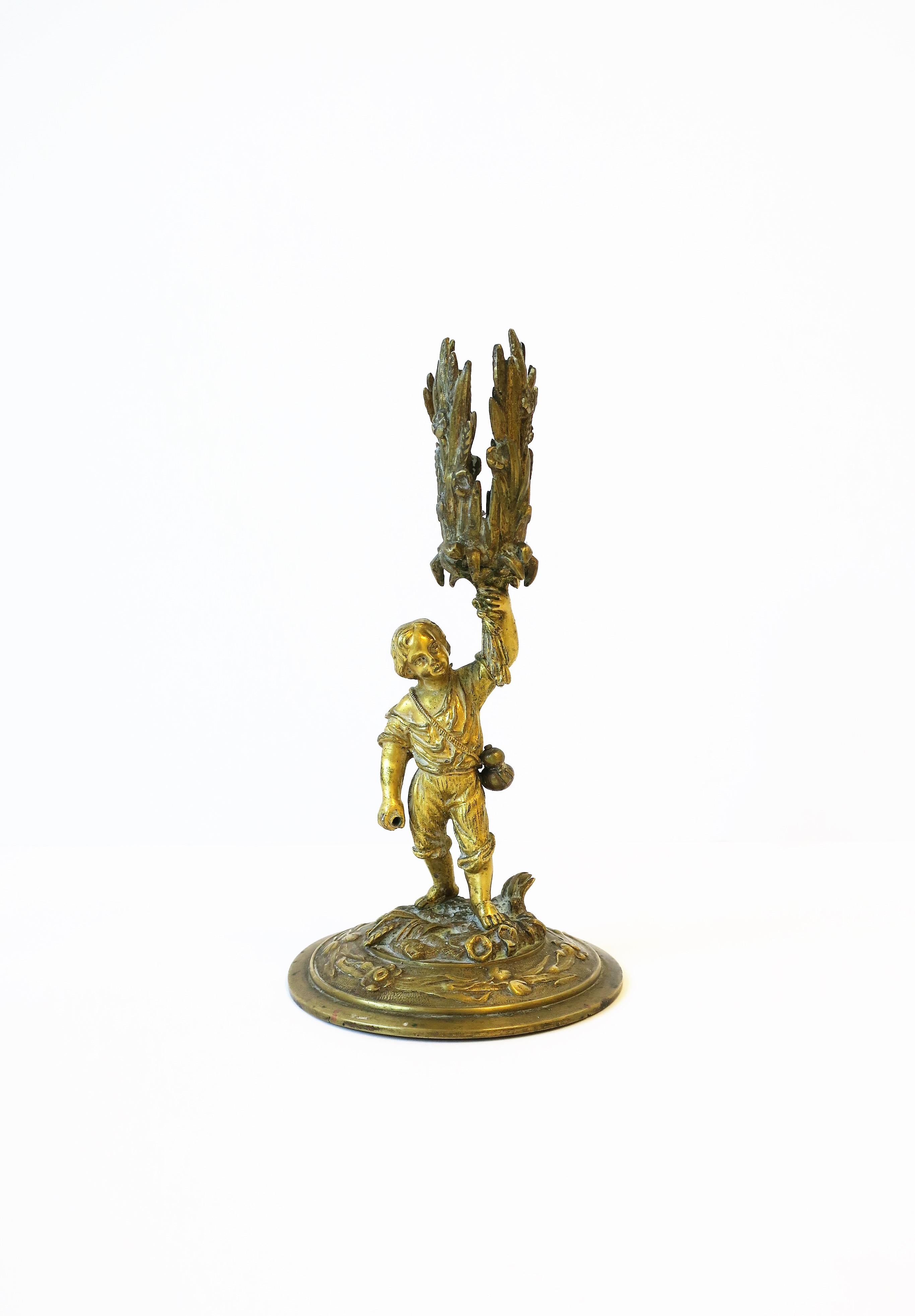 Bronze Male Sculptures Figurative Candlestick Holders, Pair, 19th Century 3