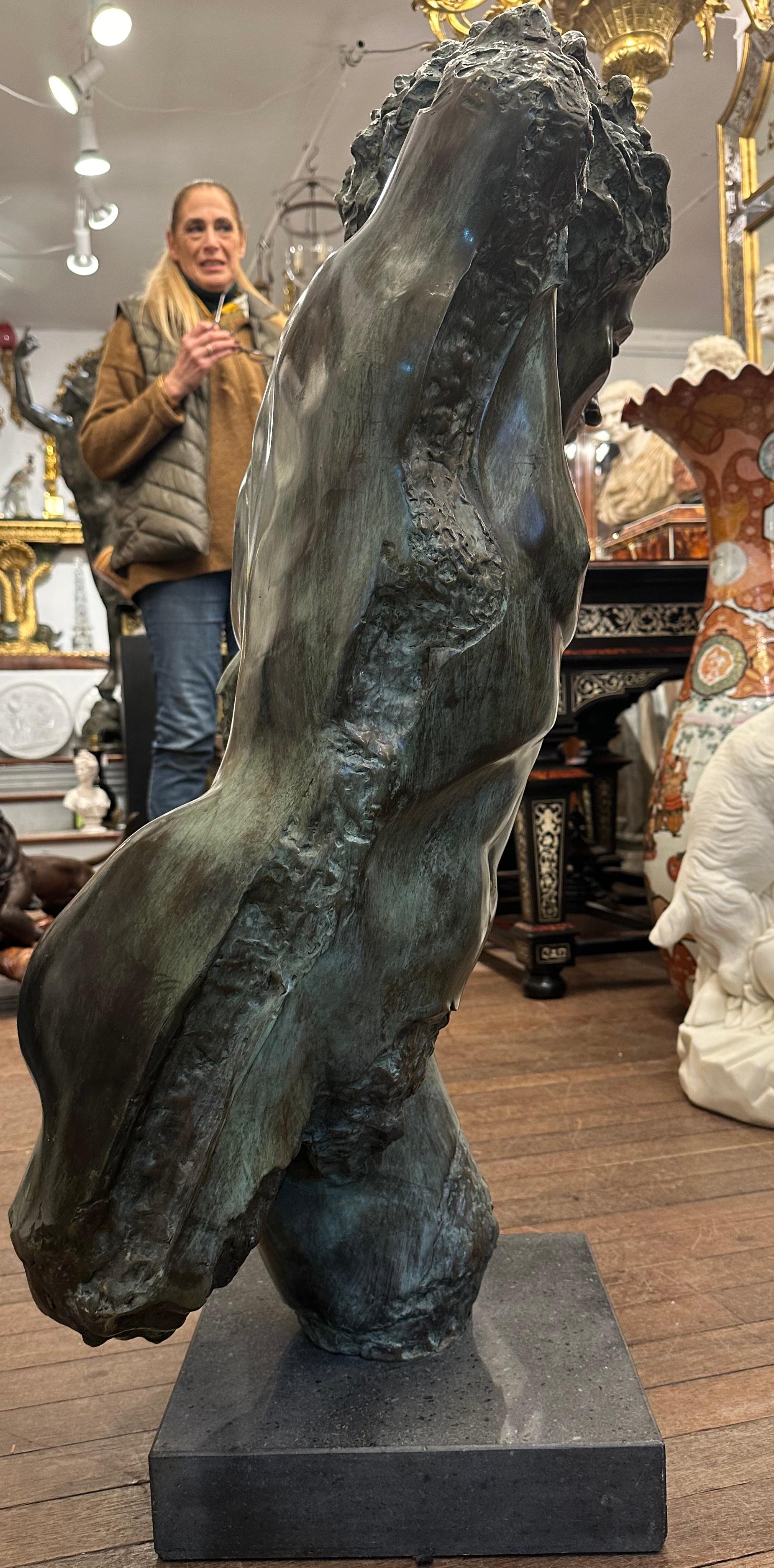 Bronze Male Torso On Black Marble Base In Good Condition For Sale In Southall, GB