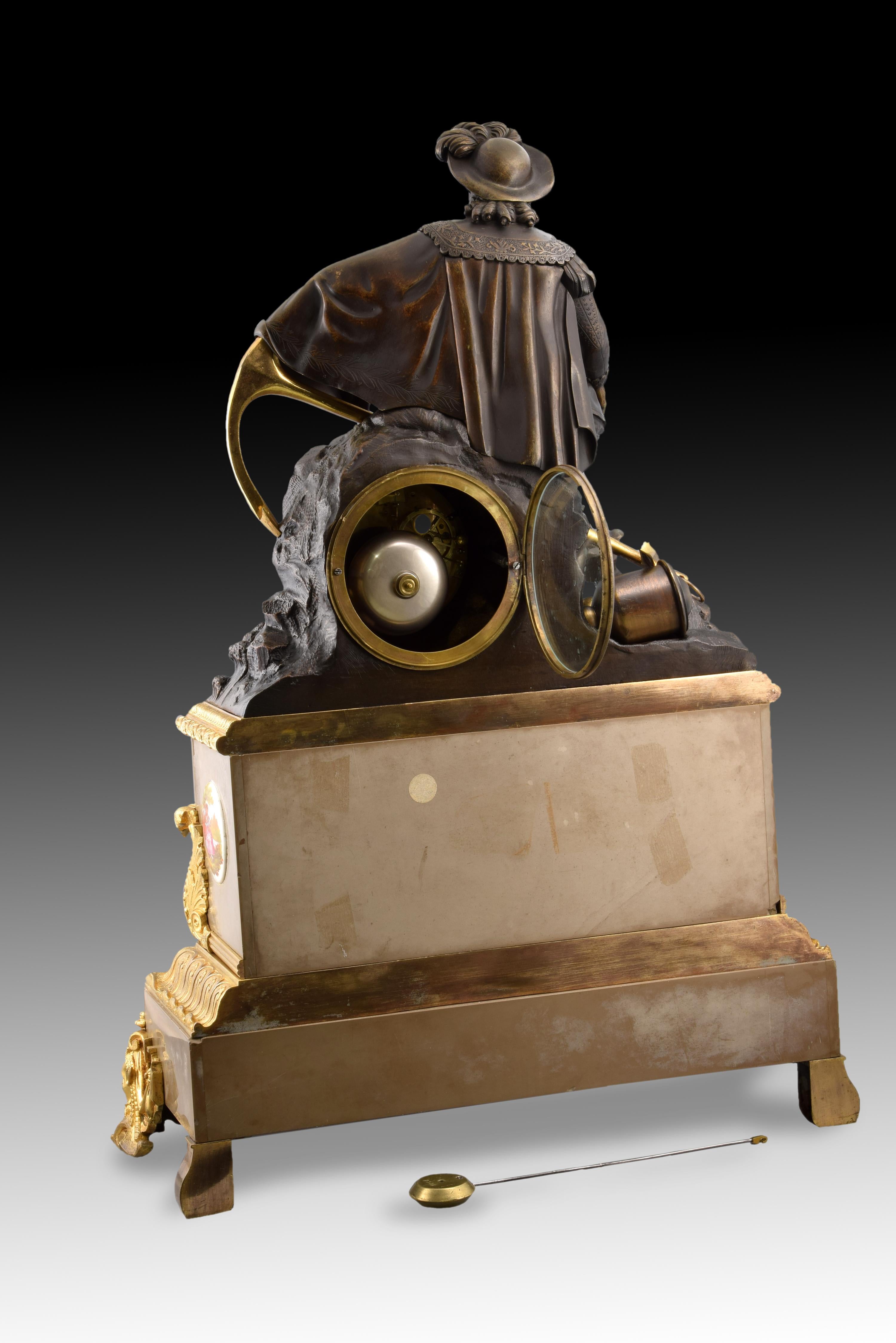 Reloj de chimenea de bronce, siglo XIX Neoclásico en venta