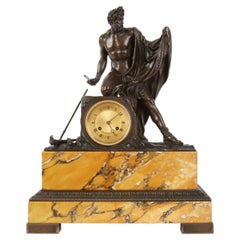 Bronze-Kaminuhr mit Marmor, Frankreich, von Cailly Aine, 1830er–1840er Jahre