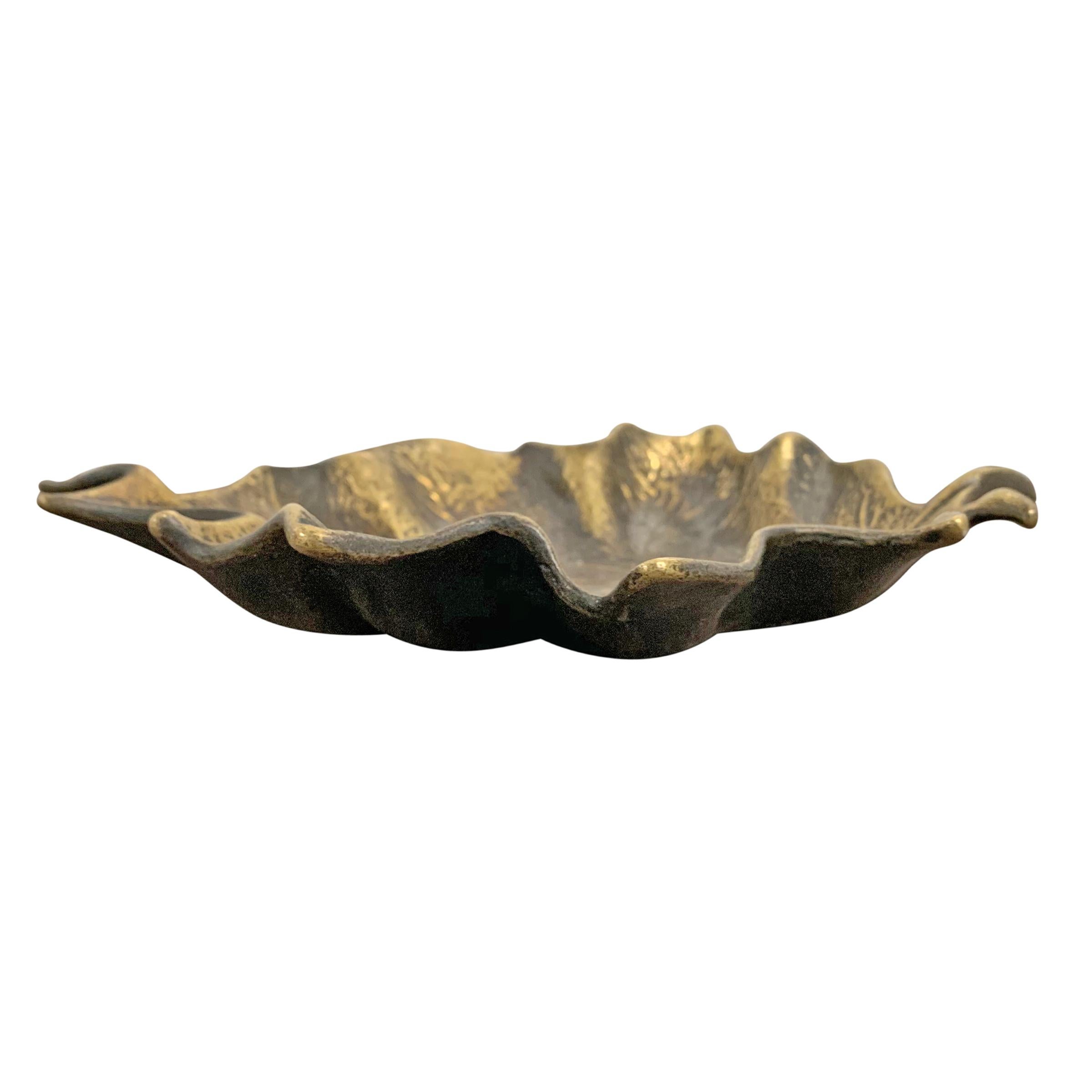 Mid-Century Modern Bronze Maple Leaf Dish For Sale