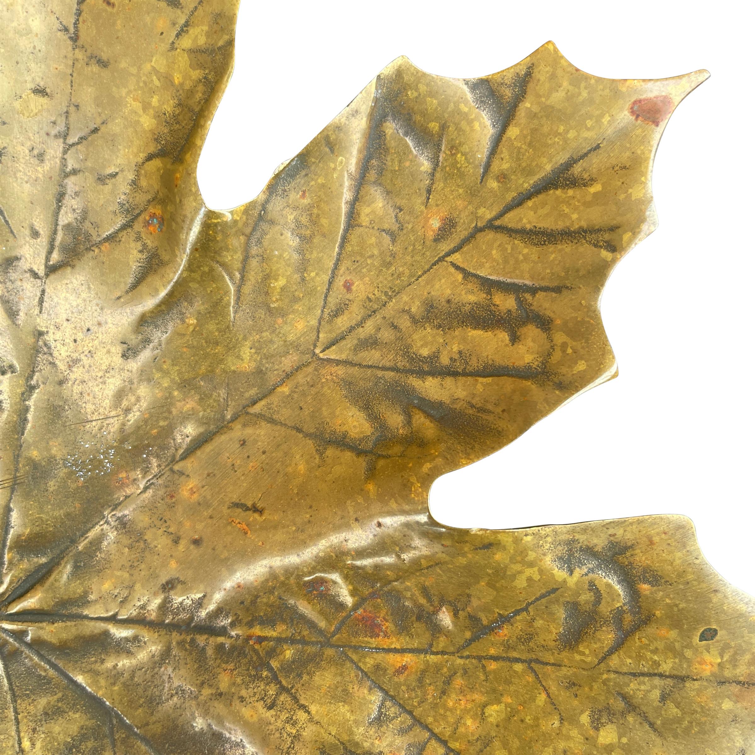 Cast Bronze Maple Leaf Dish For Sale