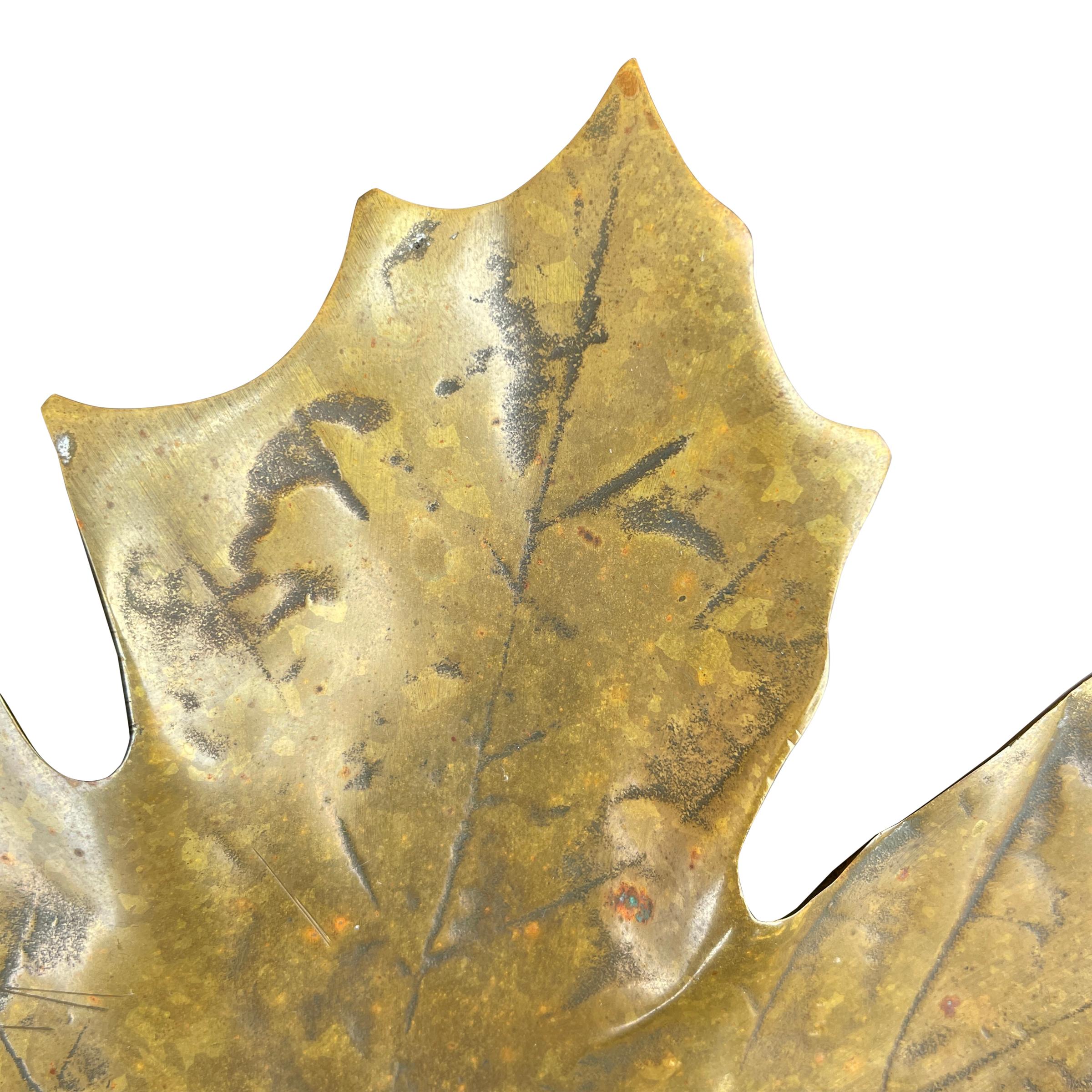 Bronze Maple Leaf Dish In Good Condition For Sale In Chicago, IL