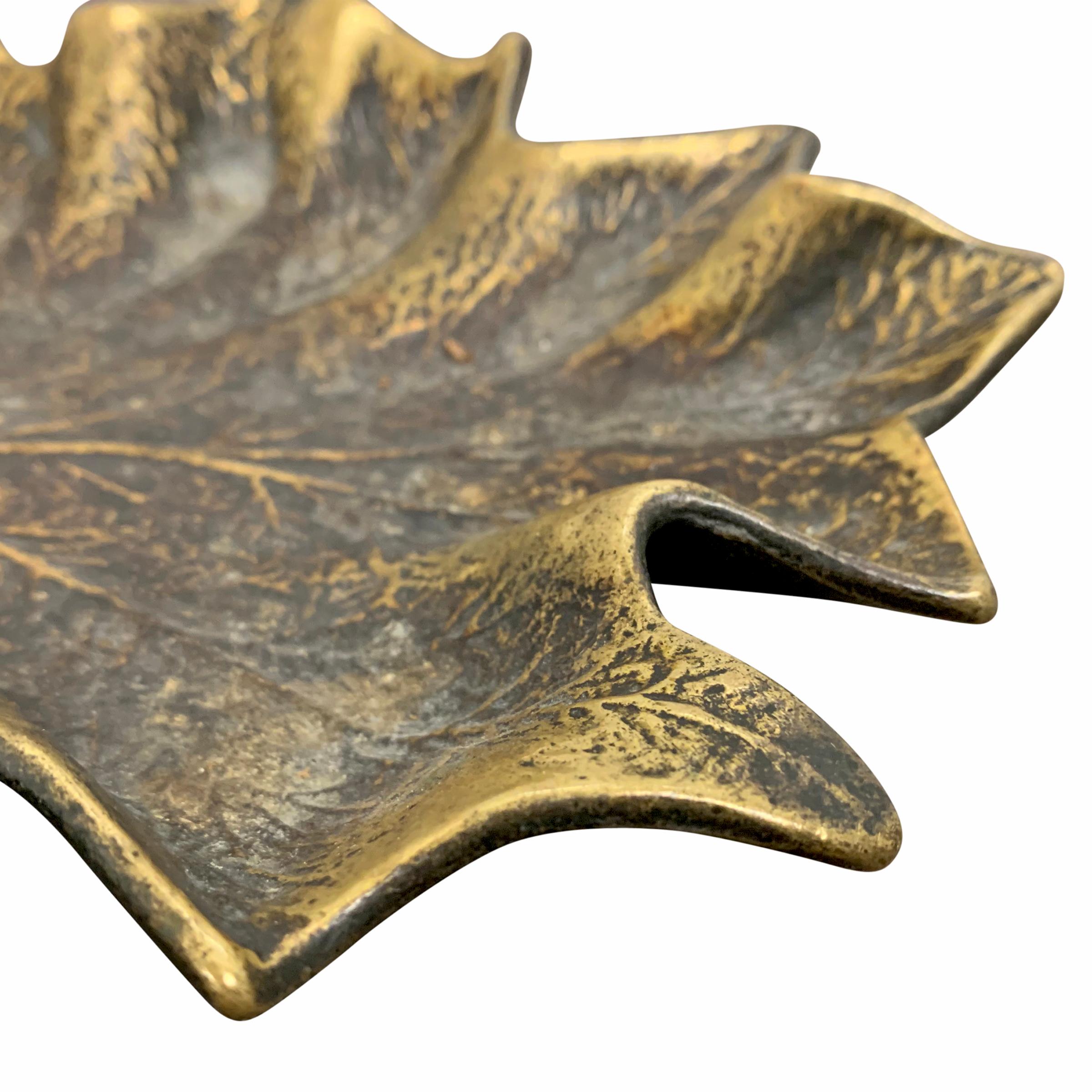 Bronze Maple Leaf Dish For Sale 1