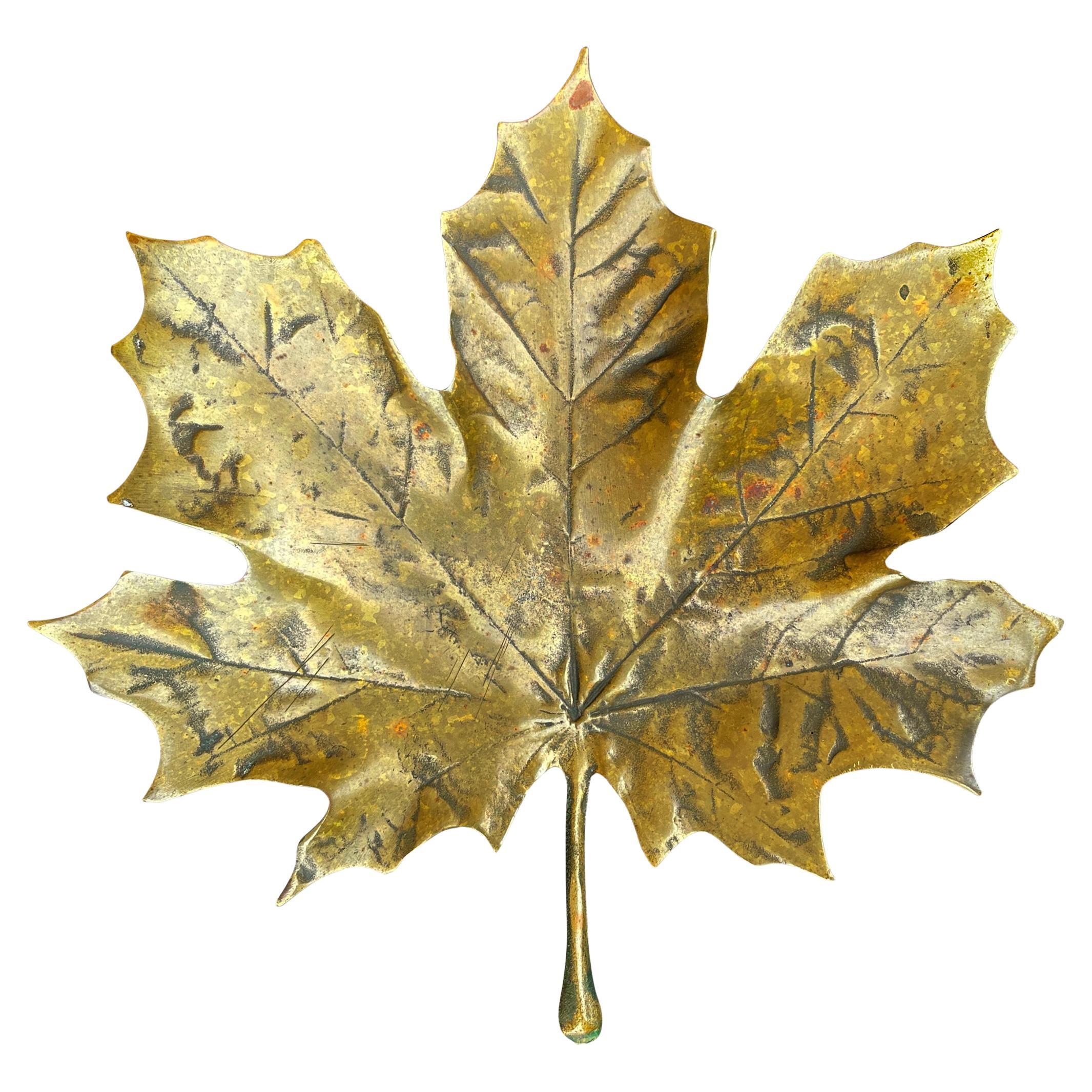 Bronze Maple Leaf Dish For Sale