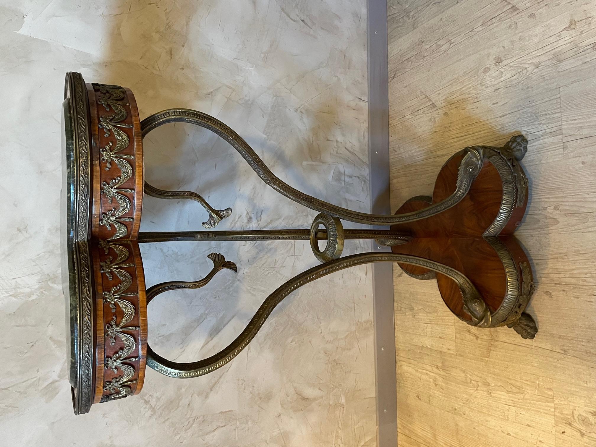 Mid-20th Century Bronze, Marble and Veneer Walnut Empire Style Column