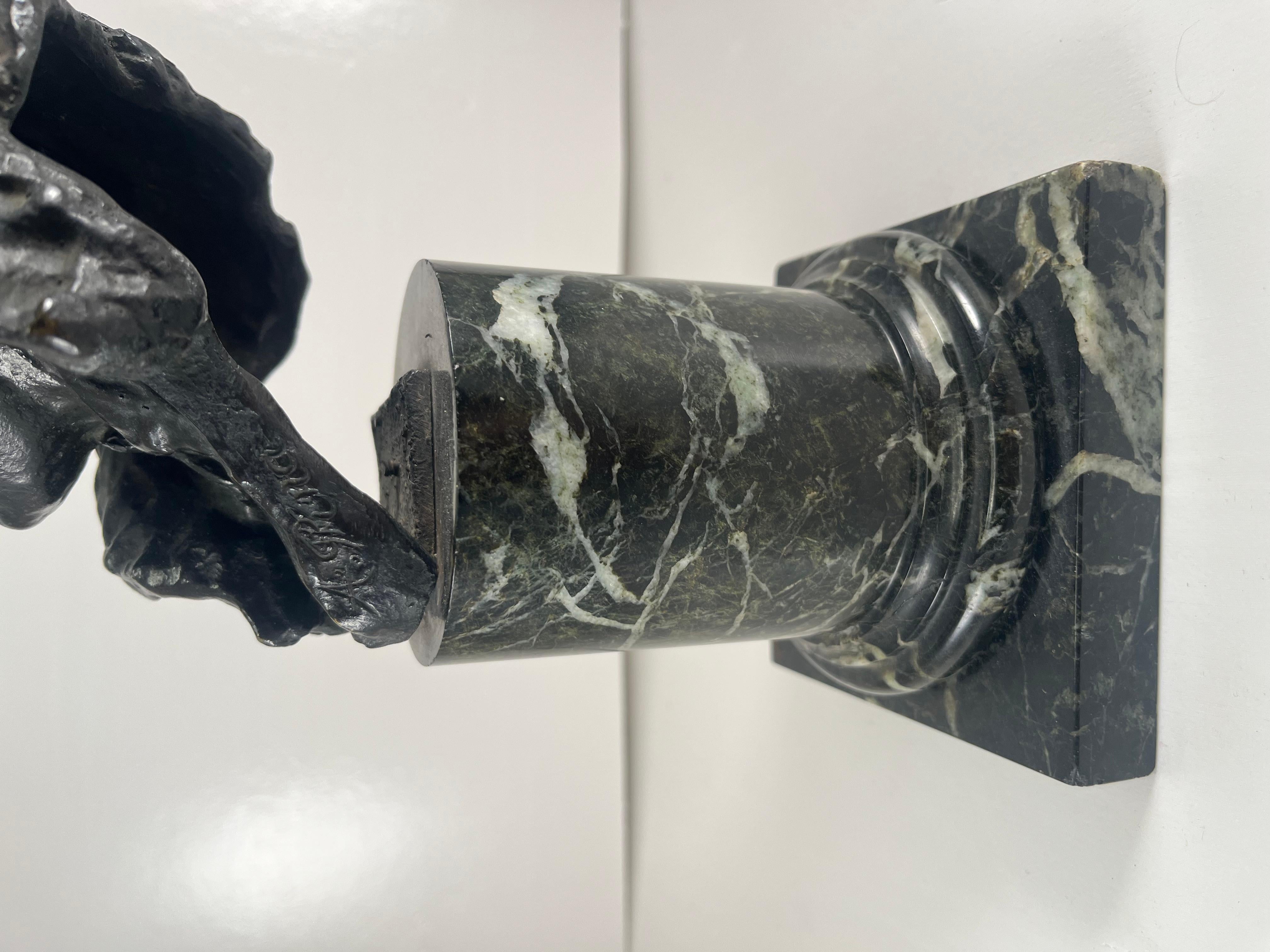 Busto di Beethoven in bronzo e marmo firmato Alfredo Pine & Paris Foundry Circa 1915 in vendita 9