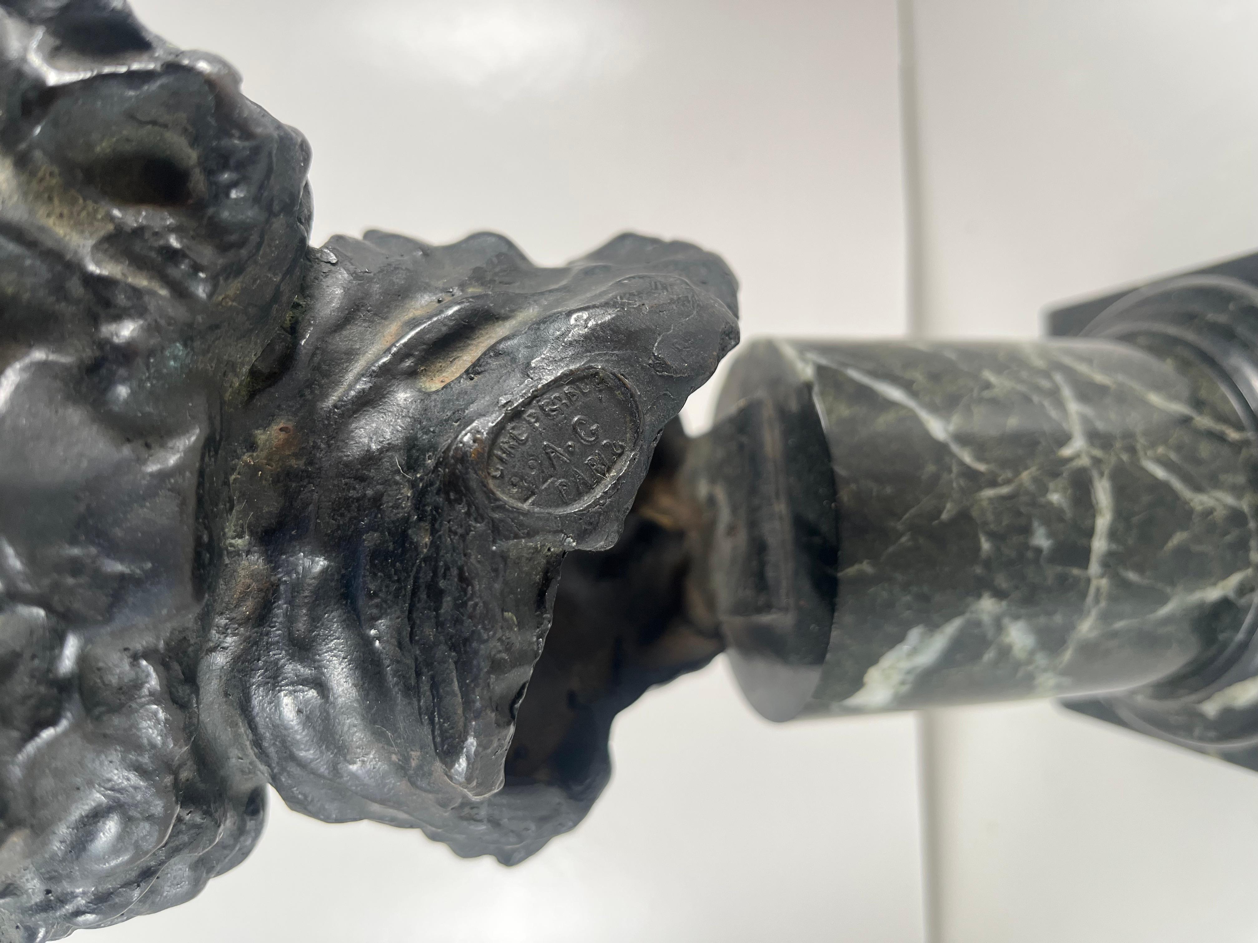 Bronzo Busto di Beethoven in bronzo e marmo firmato Alfredo Pine & Paris Foundry Circa 1915 in vendita