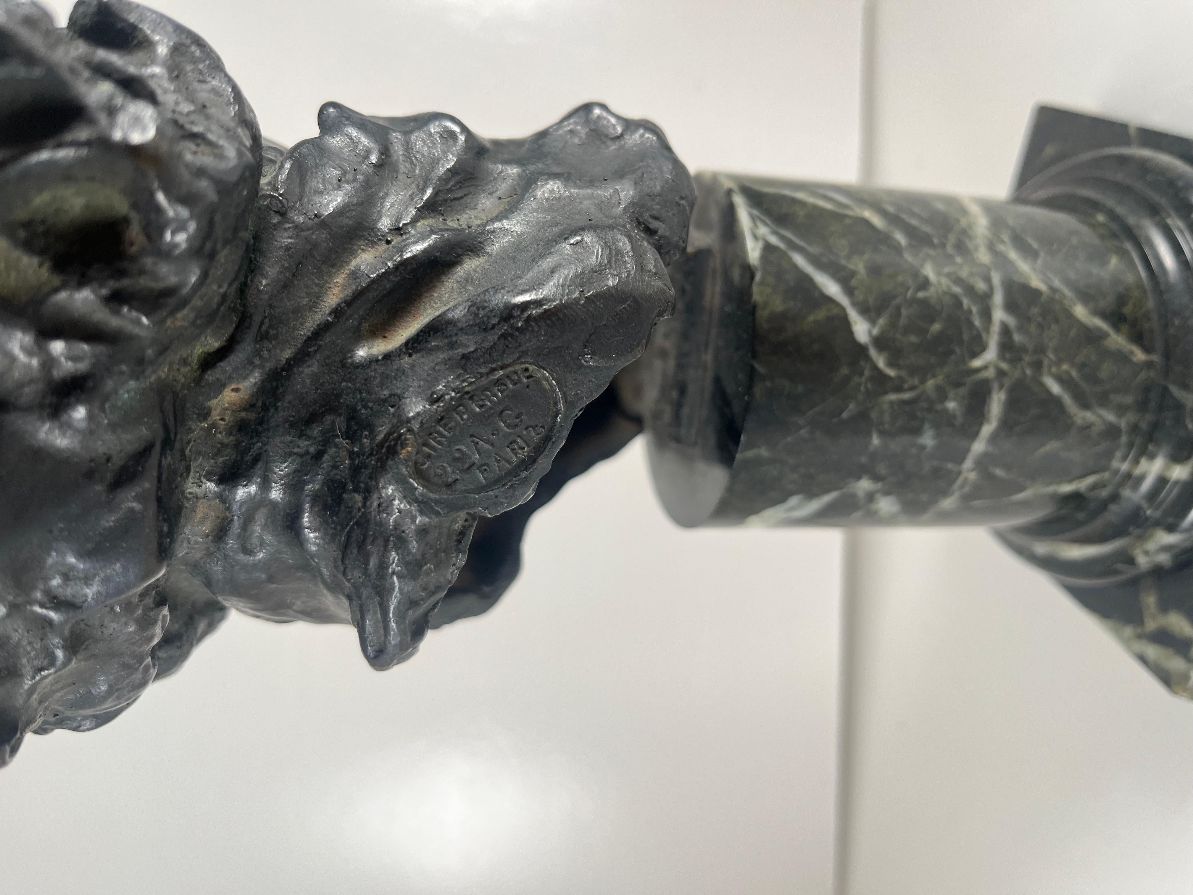 Busto di Beethoven in bronzo e marmo firmato Alfredo Pine & Paris Foundry Circa 1915 in vendita 1