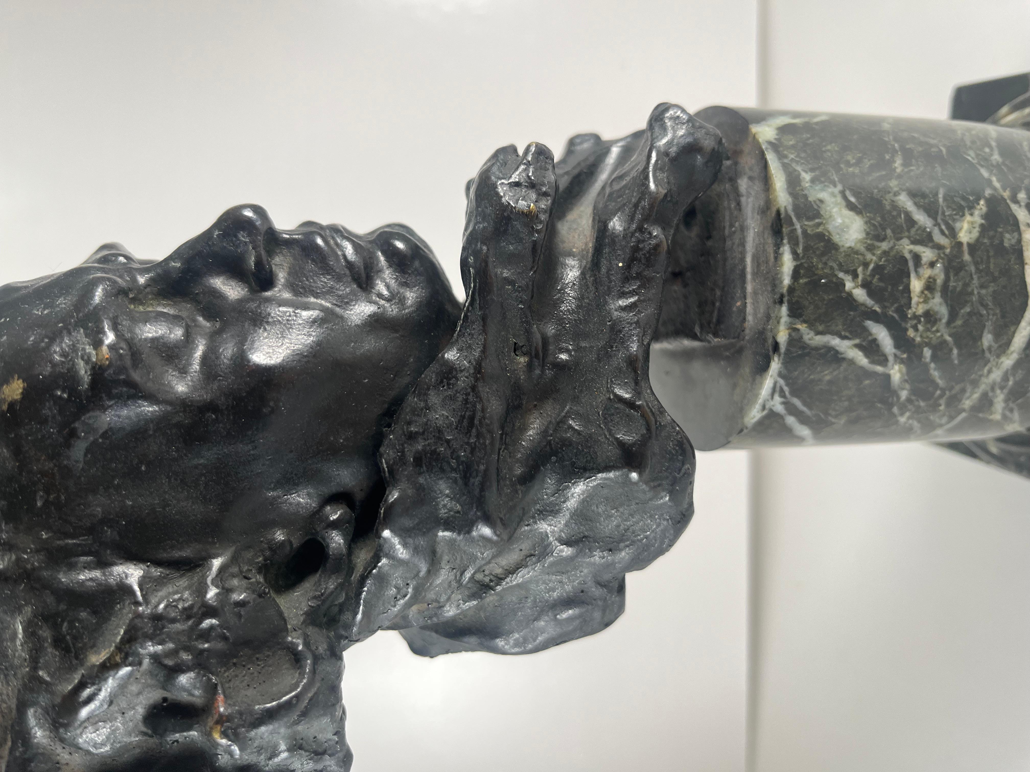 Busto di Beethoven in bronzo e marmo firmato Alfredo Pine & Paris Foundry Circa 1915 in vendita 2