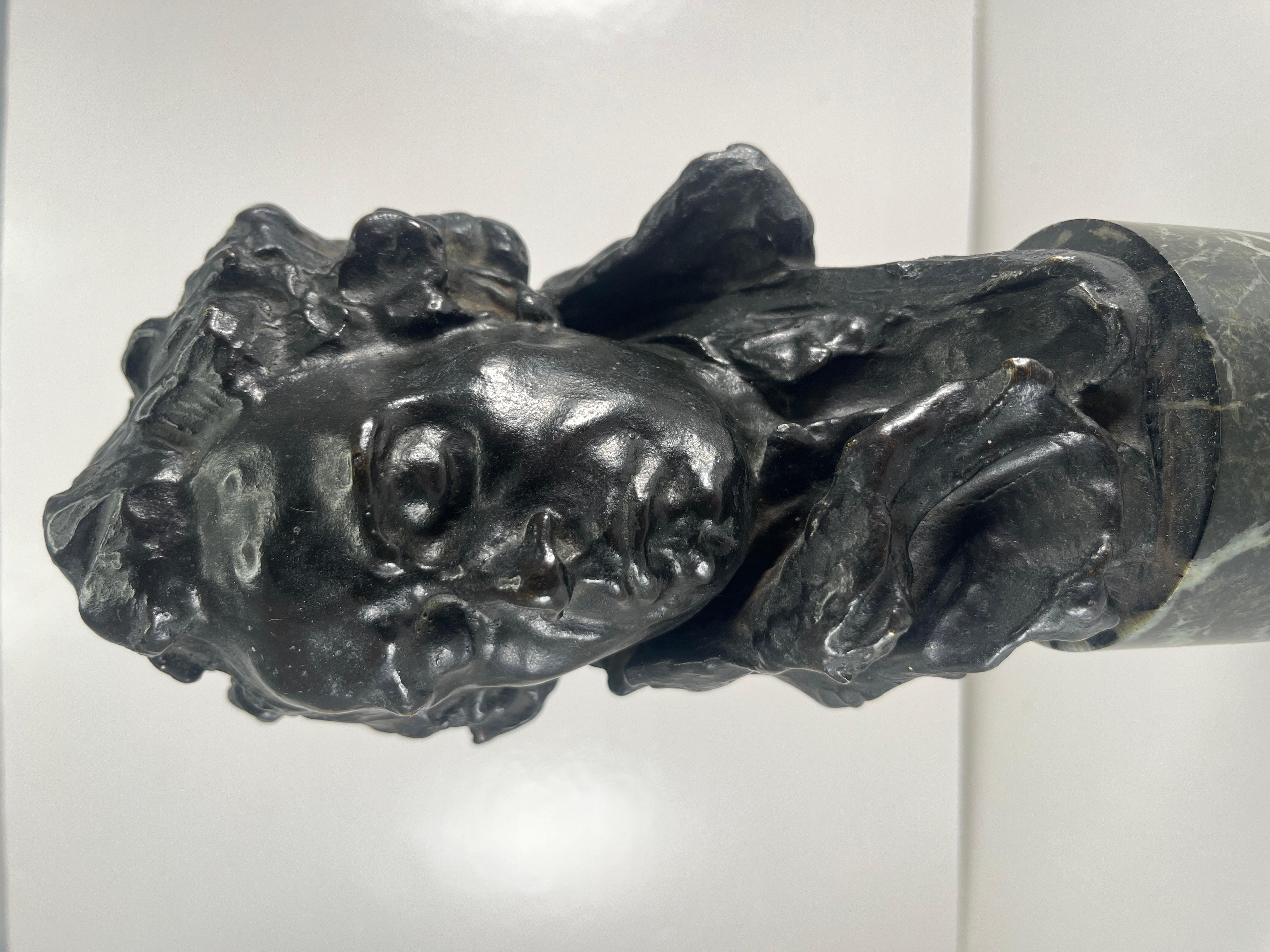 Busto di Beethoven in bronzo e marmo firmato Alfredo Pine & Paris Foundry Circa 1915 in vendita 3