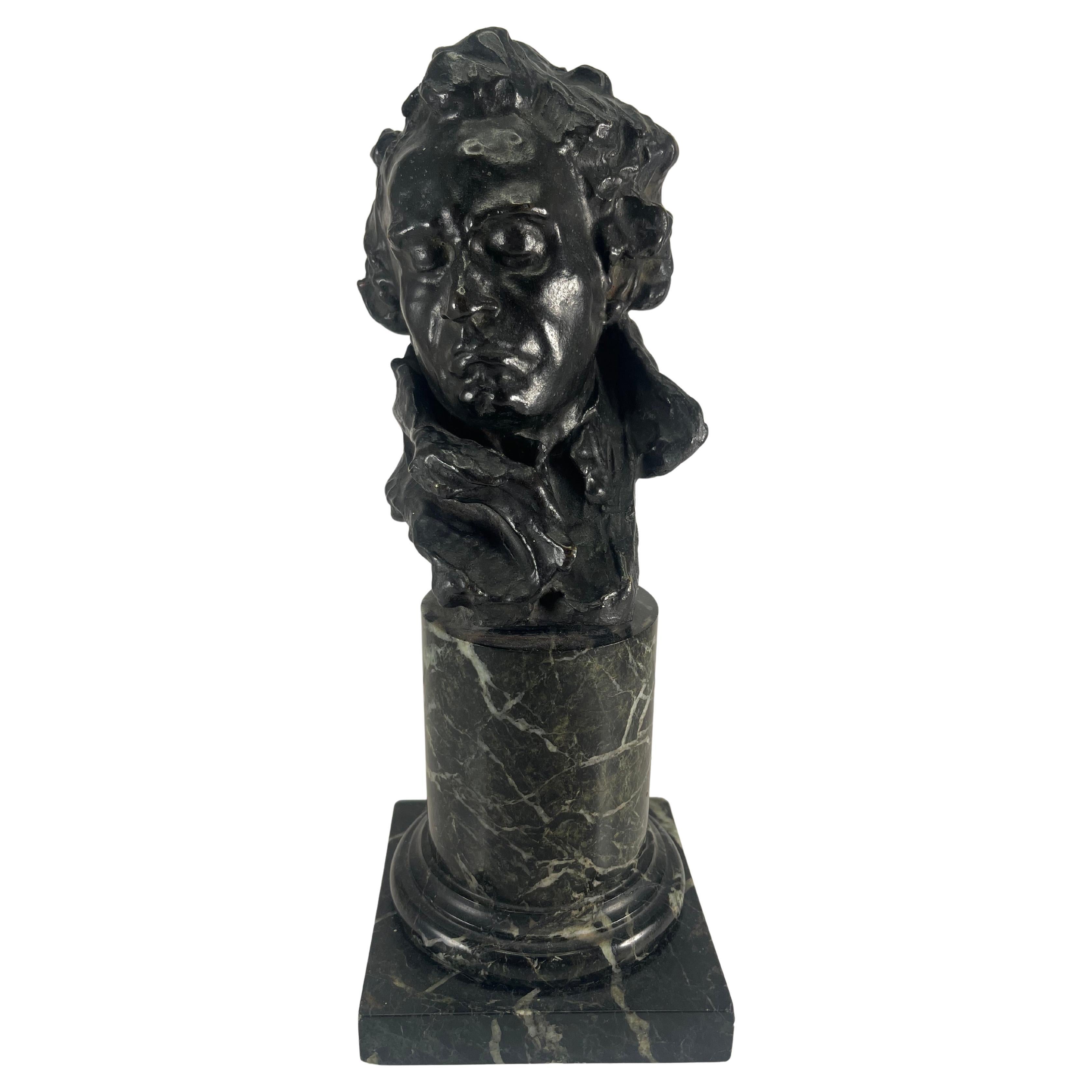Bronze 
Marble Bust of Beethoven Signed Alfredo Pine 
Paris Foundry Circa 1915